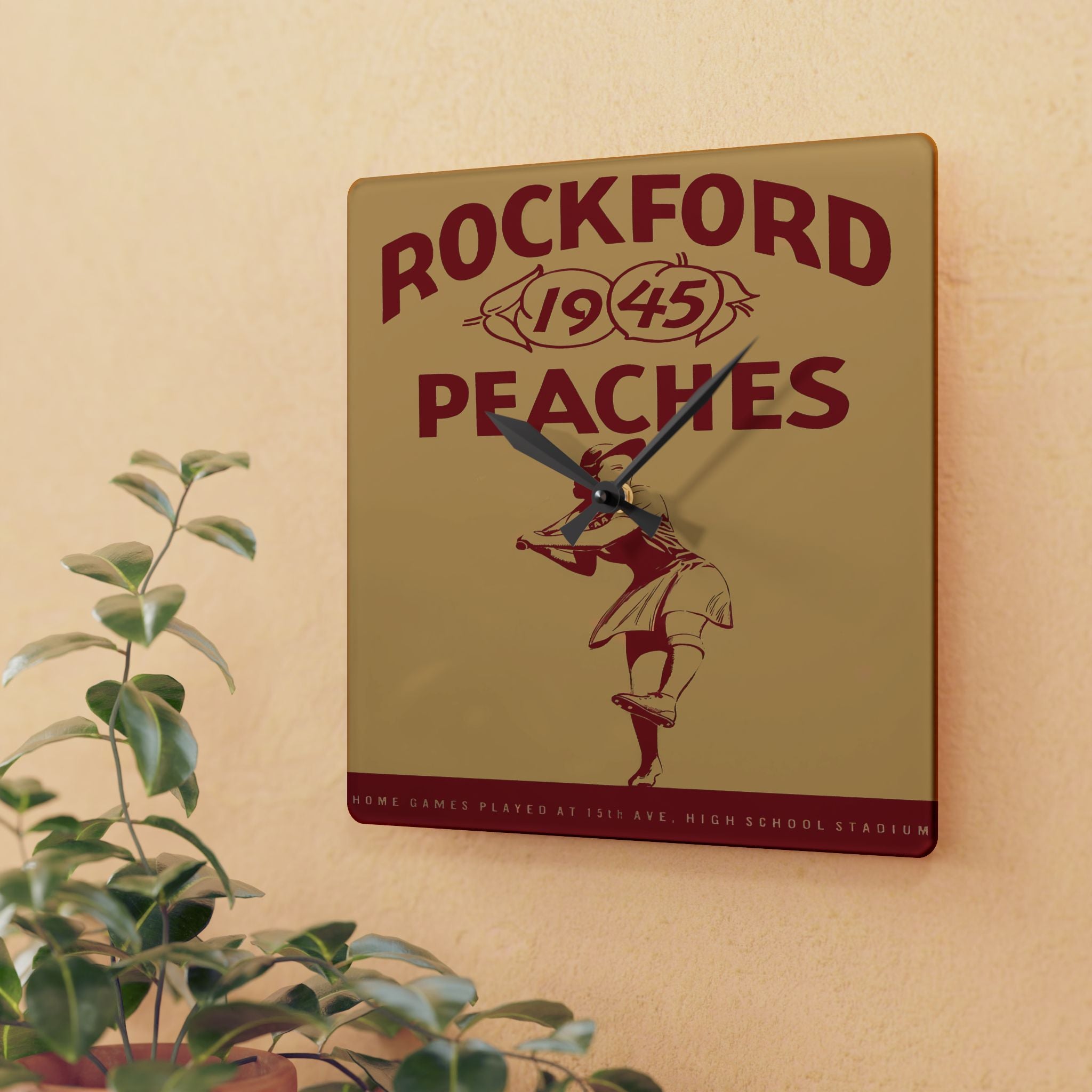 1945 Vintage Rockford Peaches Baseball Yearbook Cover - Acrylic Wall Clock