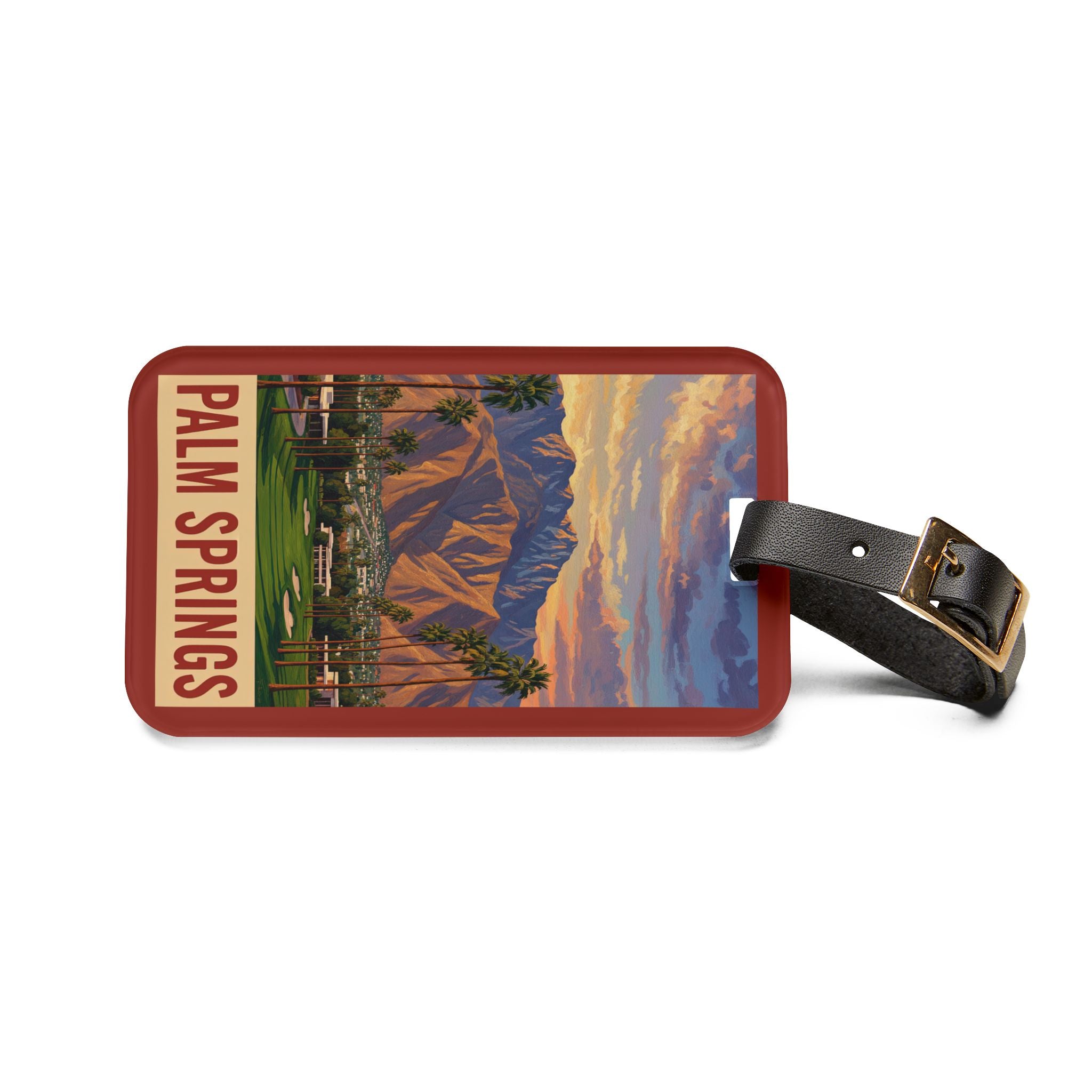 Palm Springs WPA style Luggage Tag | Retro Midcentury Travel Art