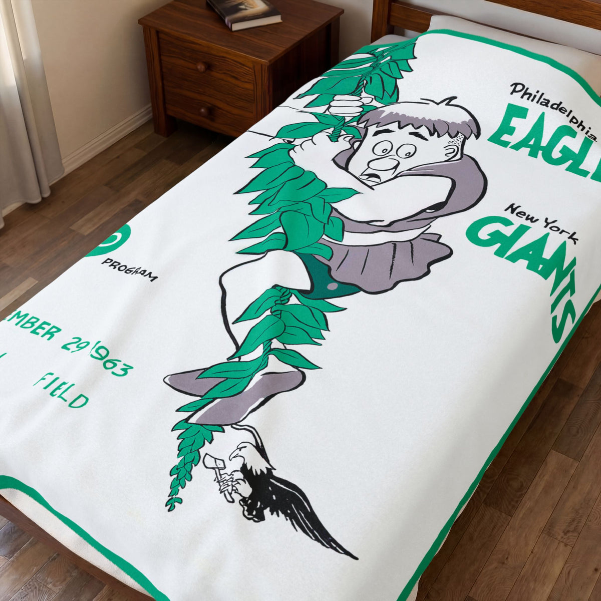 Football Plush Velveteen Blanket, Philadelphia Eagles New York Giants Fan Gift, Throw Blanket for Sports Enthusiasts, Game Day, Super Soft