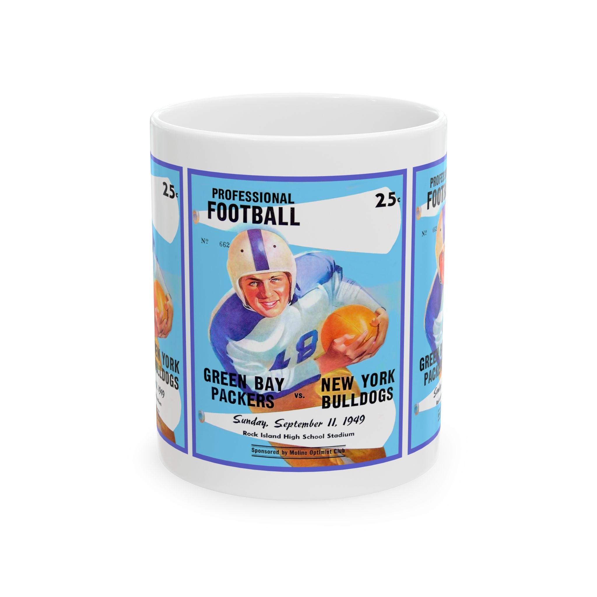Vintage 1949 Football Packers-Bulldogs Ceramic Mug, Sports Fan Gift, Retro Team Logo Drinkware, Football Memorabilia Coffee Cup, Father's