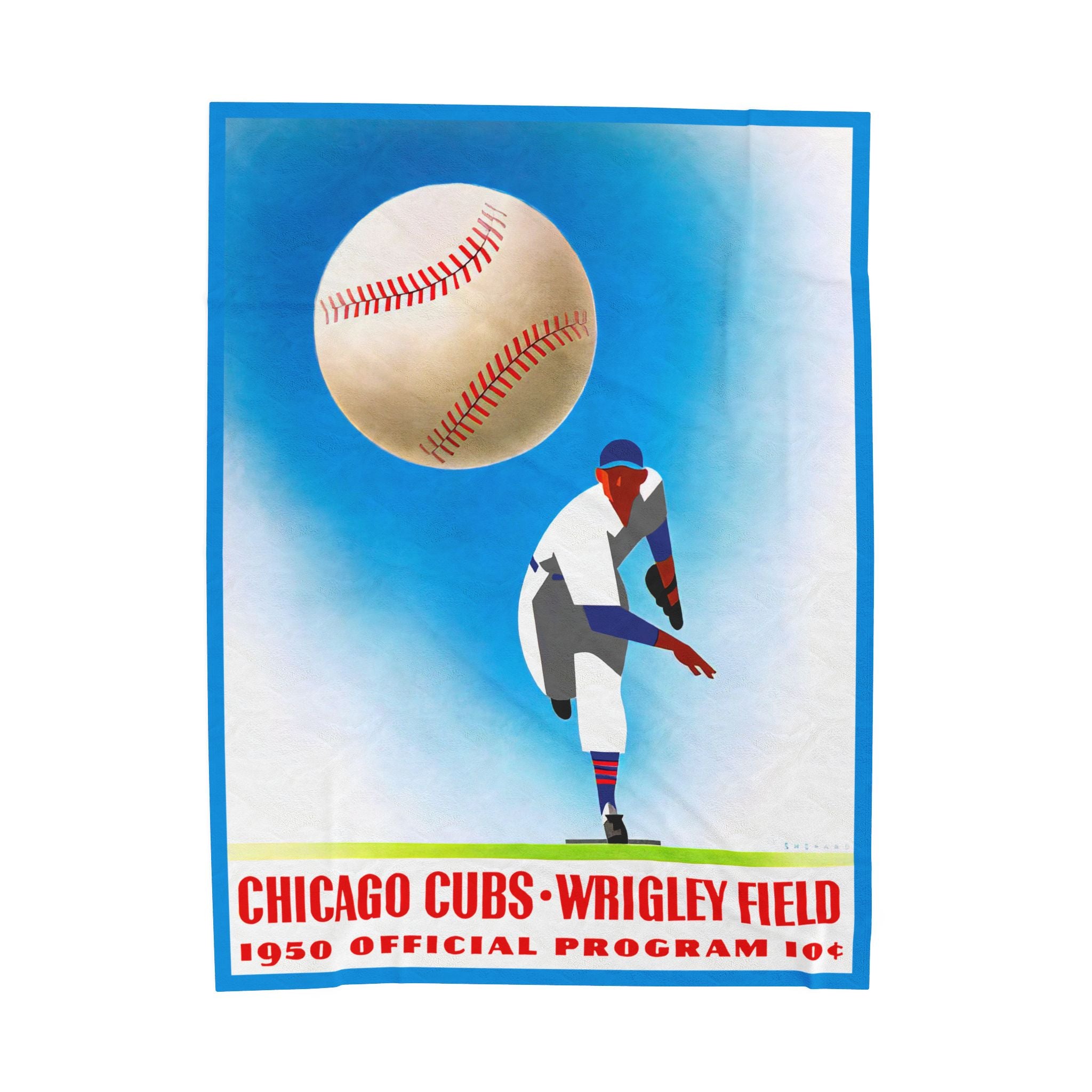 Velveteen Plush Blanket, 1950 Baseball Chicago Cubs Throw Blanket, Sports Fans Gift, Home Decor, Cozy Vintage Design