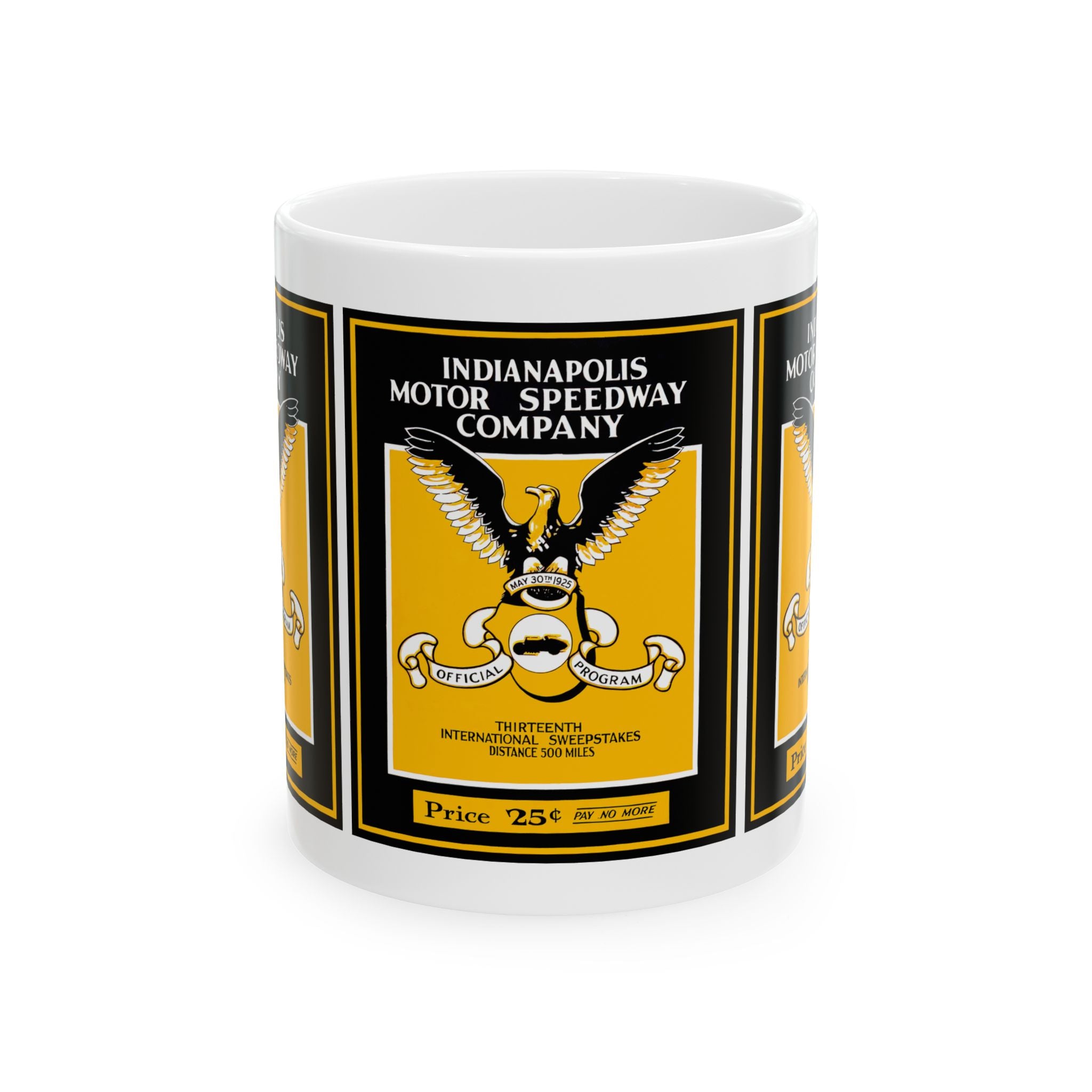 Vintage Indianapolis 500 Racing Ceramic Mug, 11oz - 1925 Program Cover, Gift for Racing Fans, Coffee Cup, Tea Mug, Kitchen Decor,