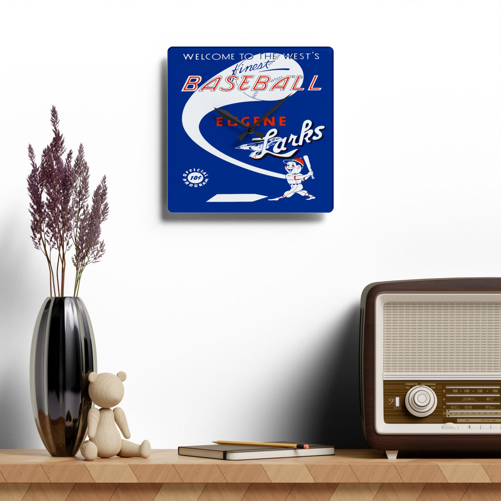 1950 Vintage Eugene Larks - Far West League Baseball Program Cover - Acrylic Wall Clock