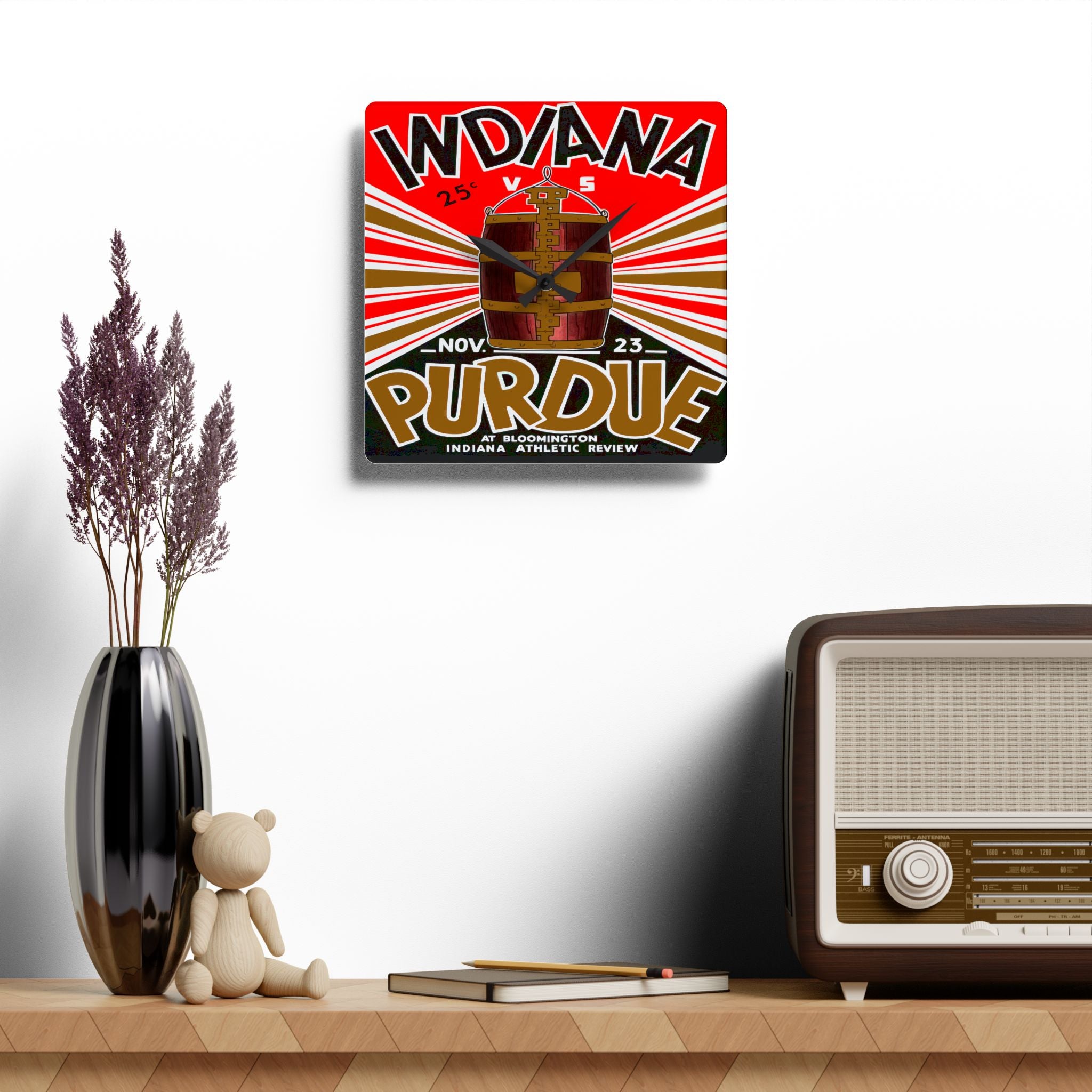 1935 Vintage Indiana - Purdue Football Program Cover - Acrylic Wall Clock
