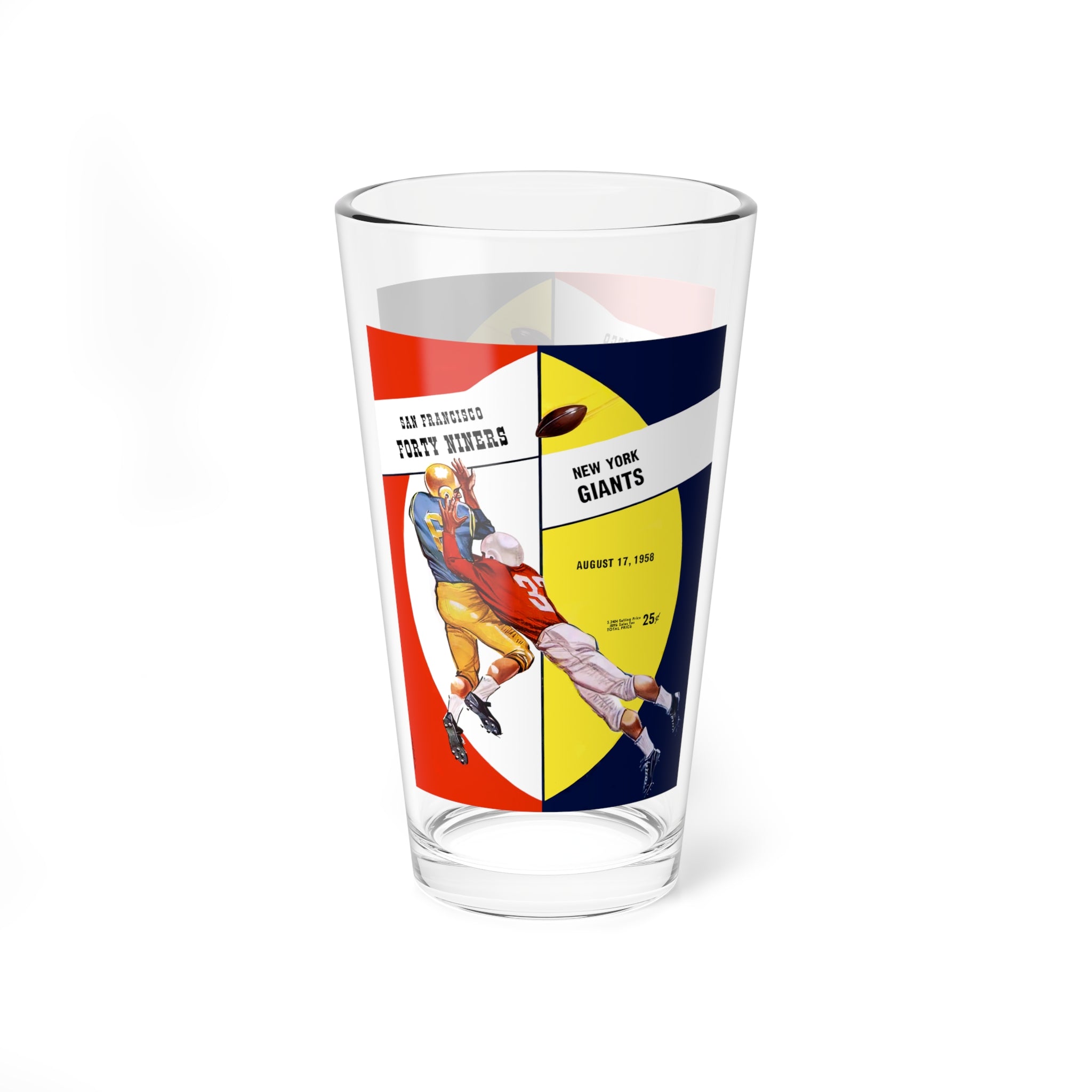 Mixing Glass, 16oz - 1958 Football New York Giants - San Francisco 49ers, Football Sports Barware, Cocktail Glass, Gift for Football Fans