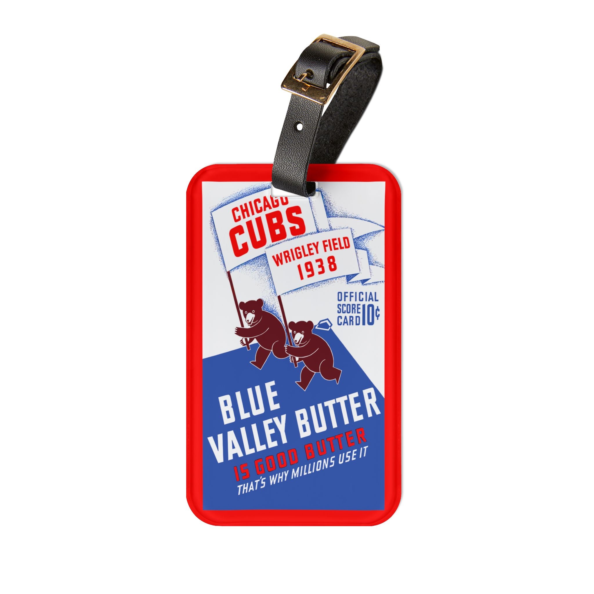 1938 Chicago Cubs 'Blue Valley Butter' Baseball Luggage Tag