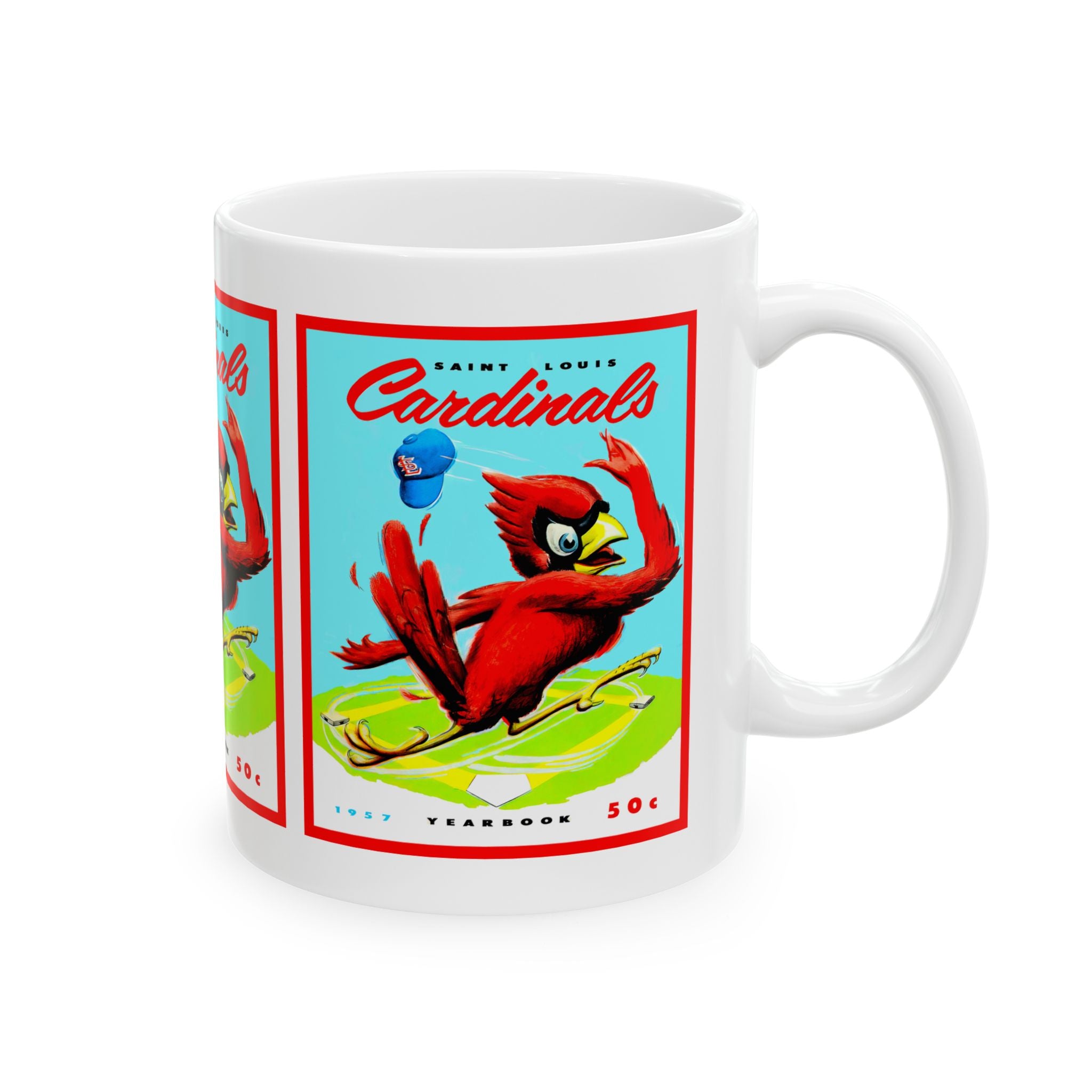 1957 Vintage St Louis Cardinals Baseball Yearbook Cover - Ceramic Mug, 11oz, 15oz