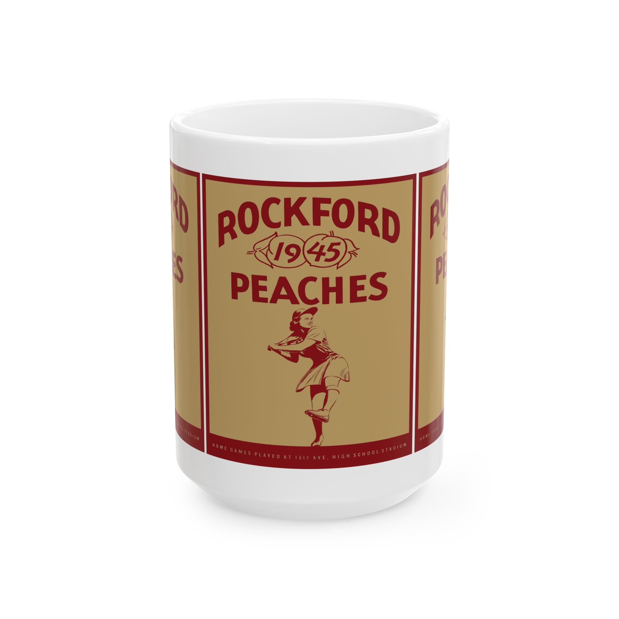 1945 Vintage Rockford Peaches Baseball Yearbook Cover - Ceramic Mug, 11oz, 15oz