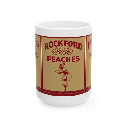 1945 Vintage Rockford Peaches Baseball Yearbook Cover - Ceramic Mug, 11oz, 15oz