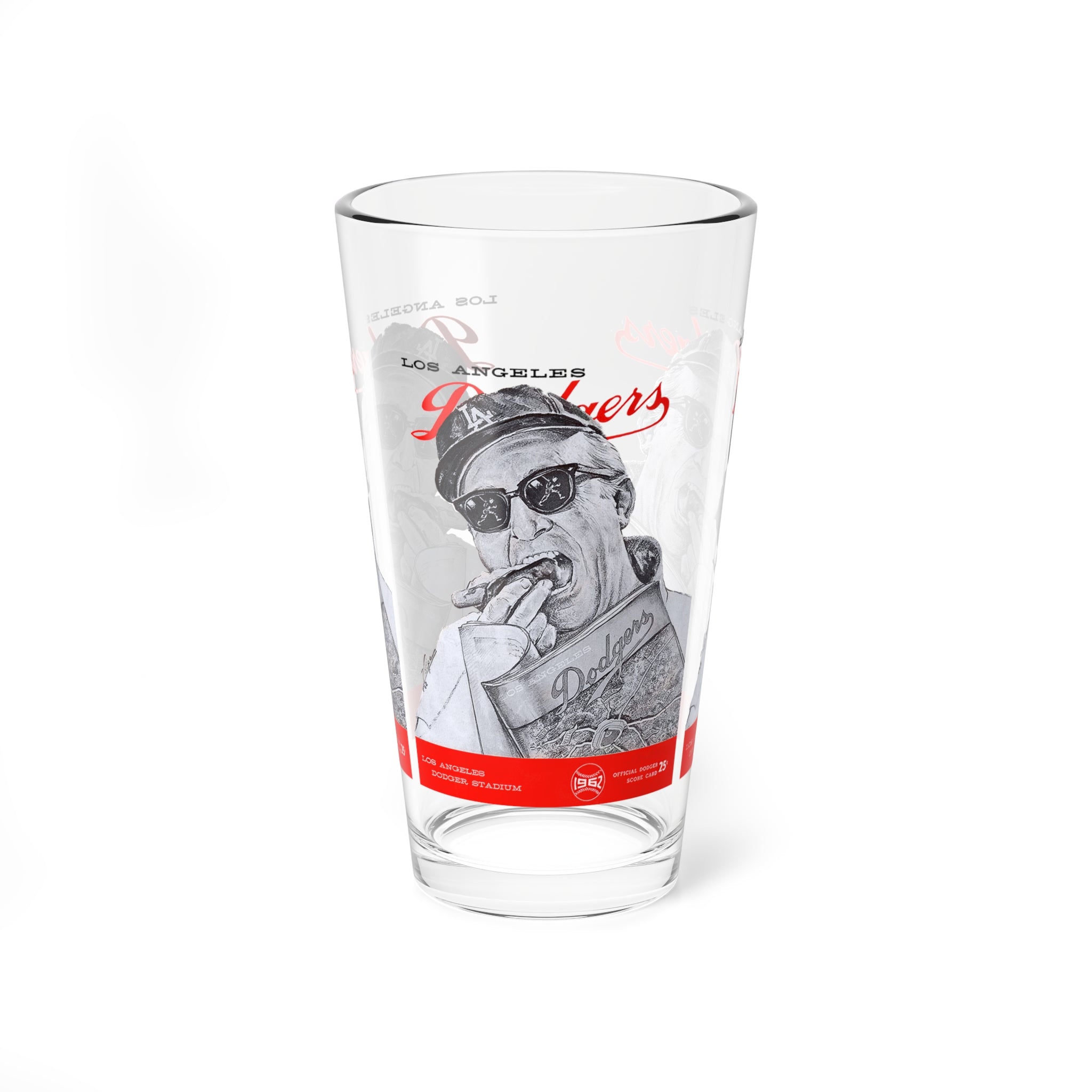 1962 Vintage Los Angeles Baseball Program Cover - Hot Dog  -  Pint Glass, 16oz