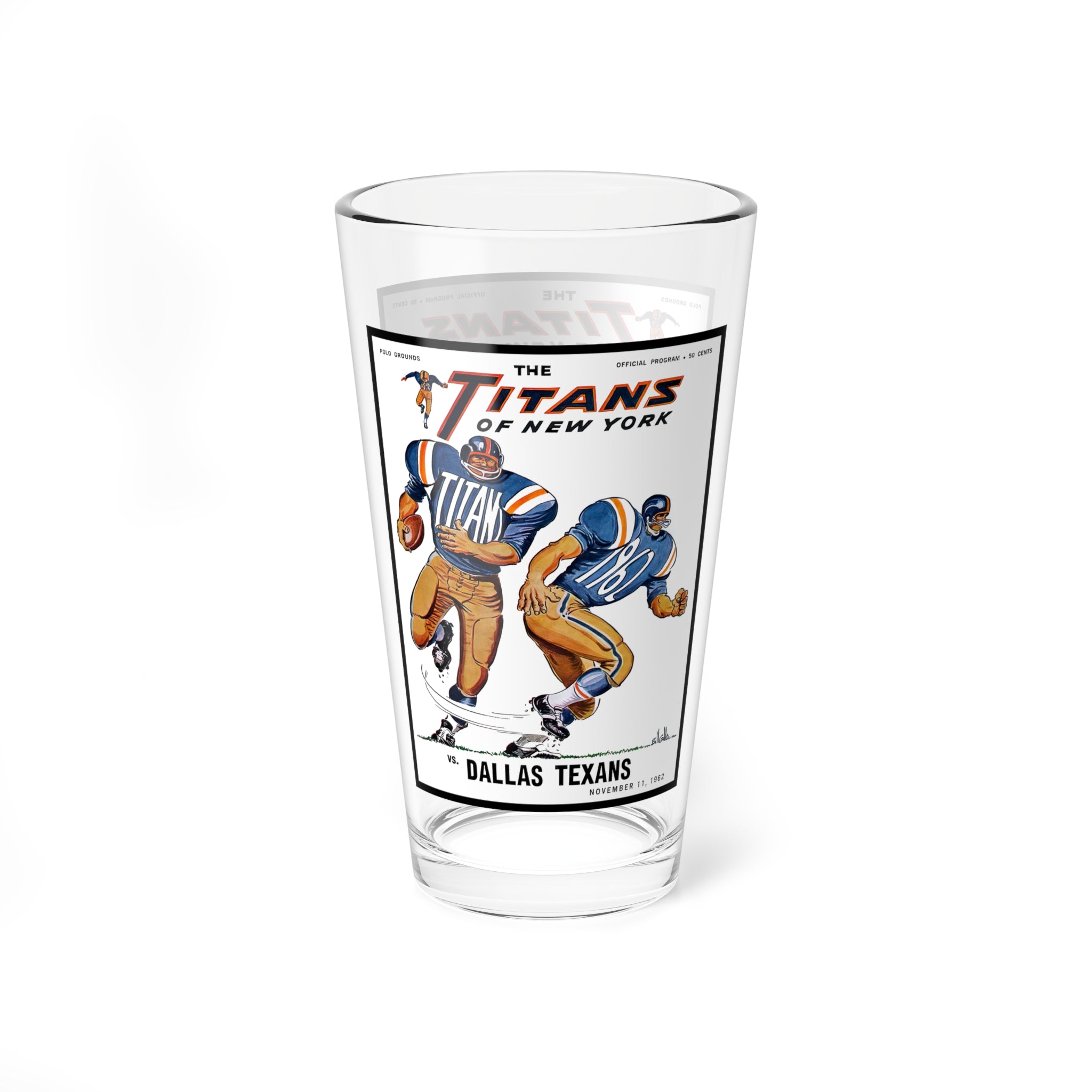 Mixing Glass, 16oz - 1962 Football New York Titans-Dallas Texans, Football Fan Gift, Sports Barware, Retro Football Decor, Vintage Game Day