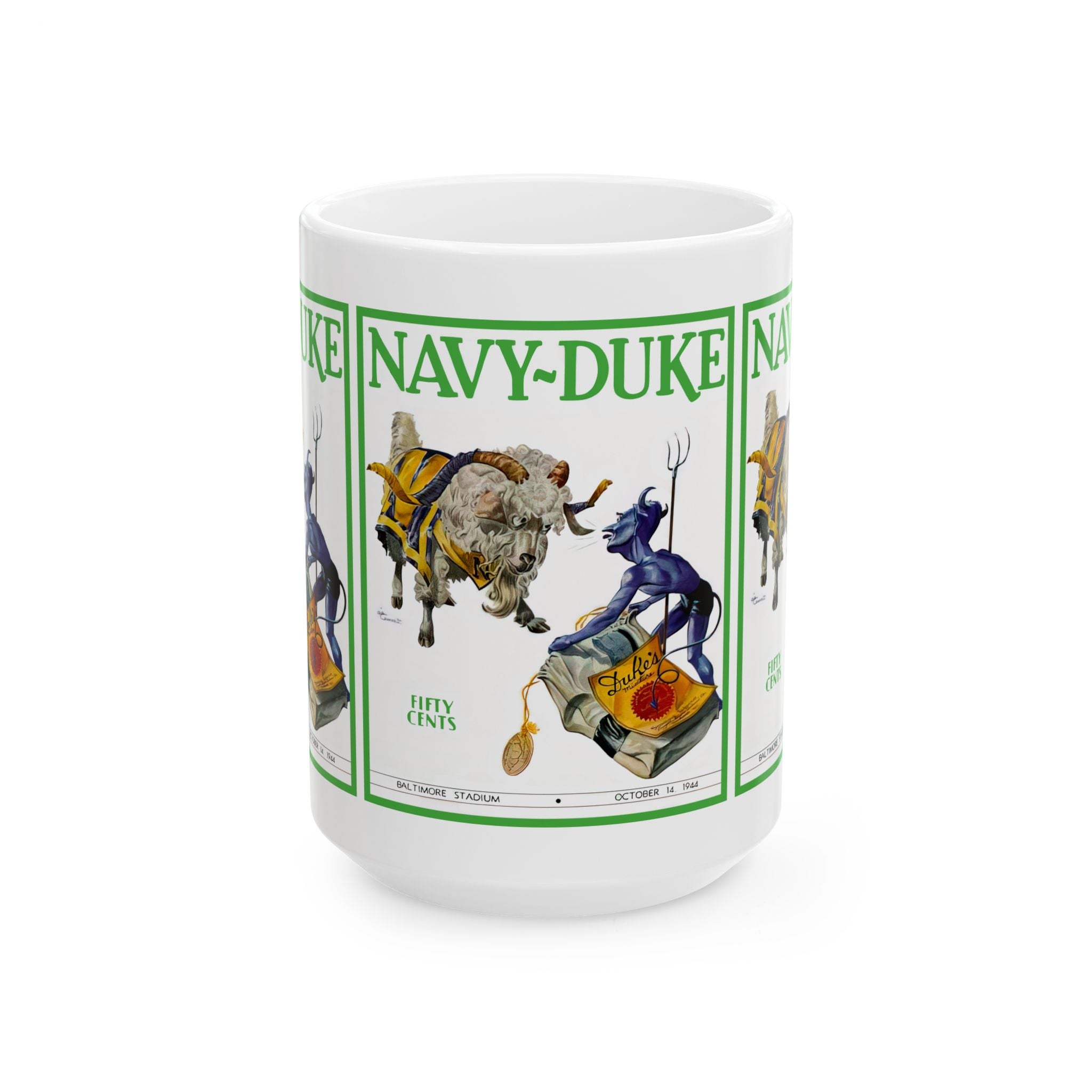Vintage 1944 Football Duke-Navy Ceramic Mug, Sports Fan Gift, Retro College Football Cup, Unique Father's Day Present, Coffee Mug for Him,