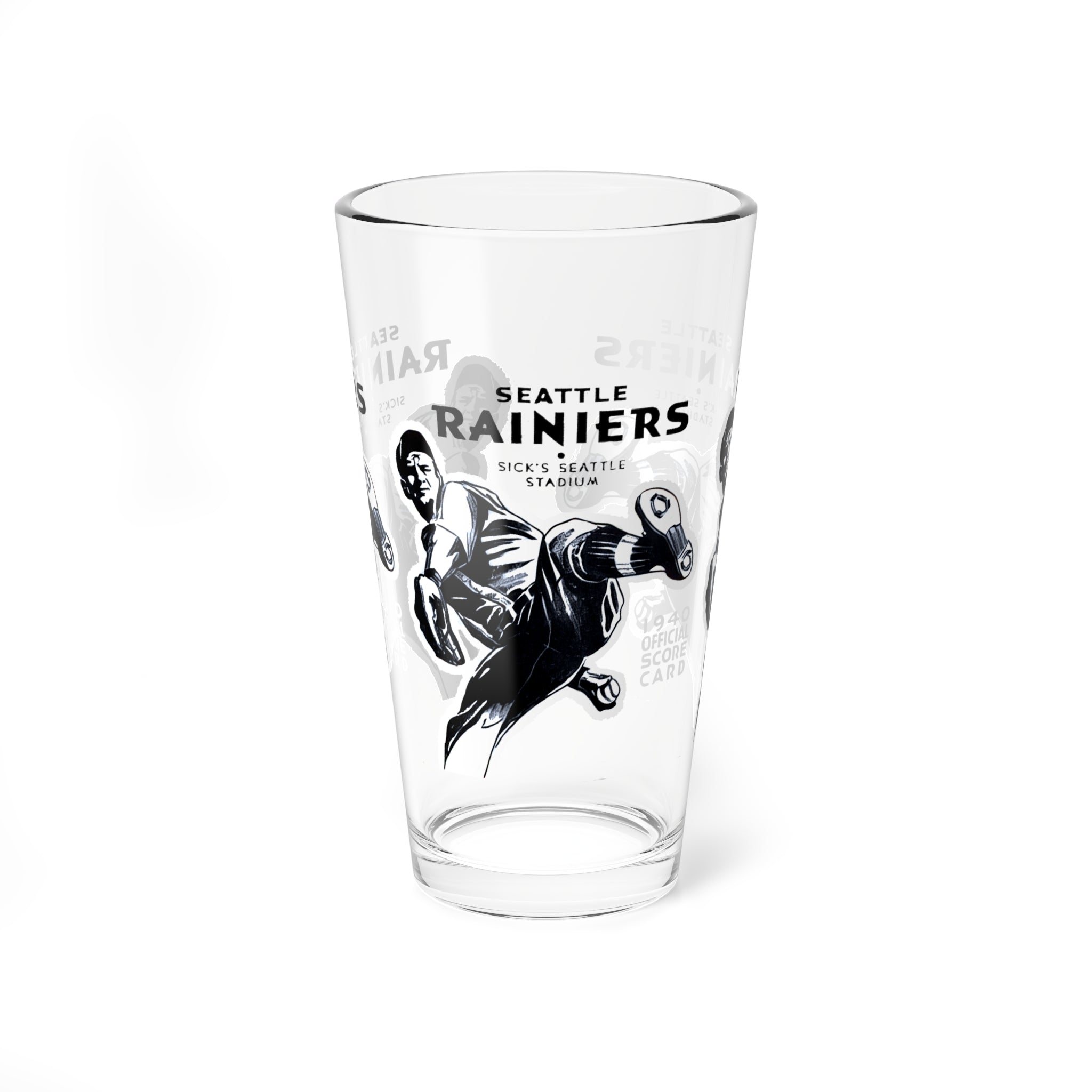 1950 Seattle Rainiers Baseball Scorebook Cover -  Pint Glass, 16oz