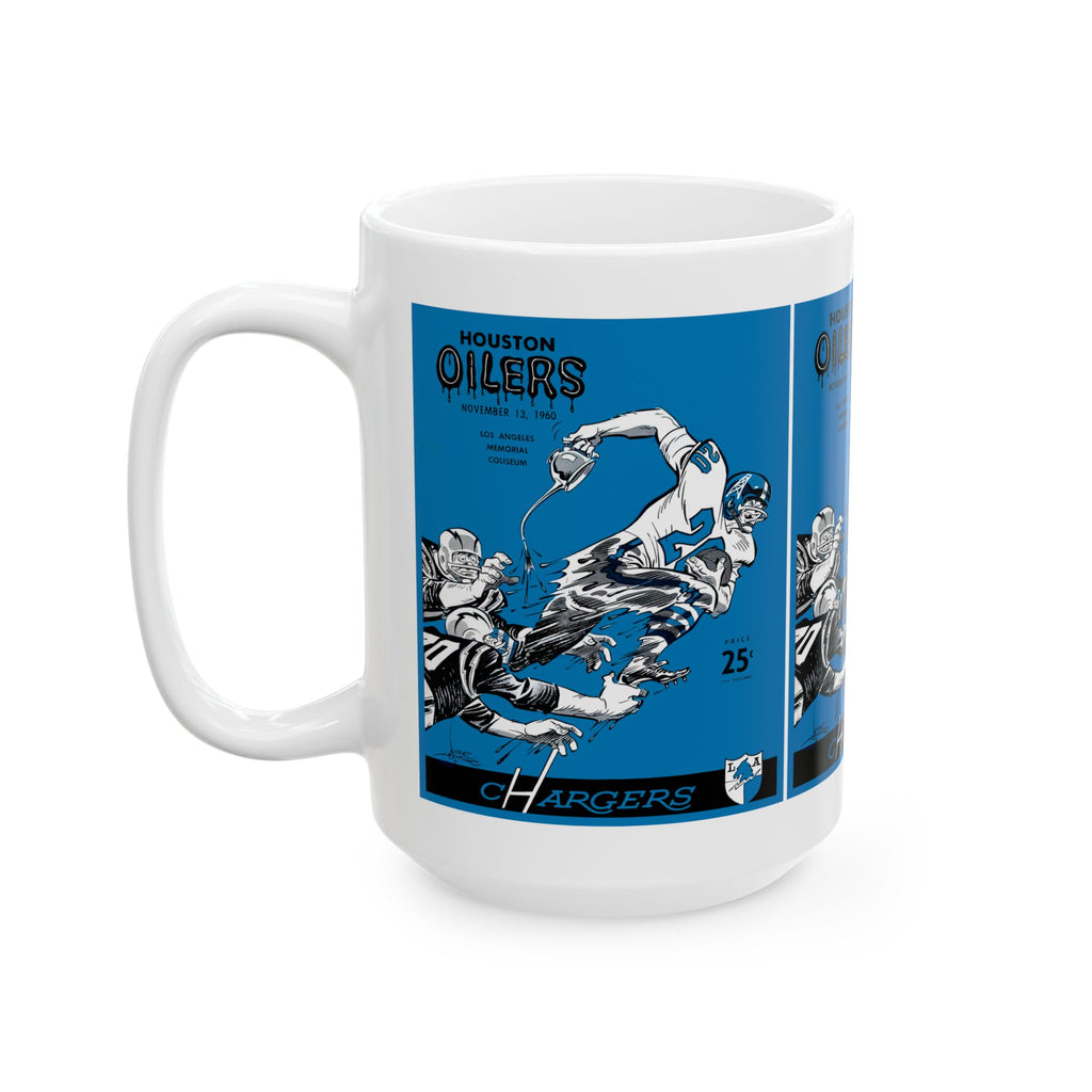 Vintage Football Ceramic Mug, 1960 Los Angeles Chargers Houston Oilers Coffee Cup, Sports Fan Gift, Football Memorabilia, Retro Game Day