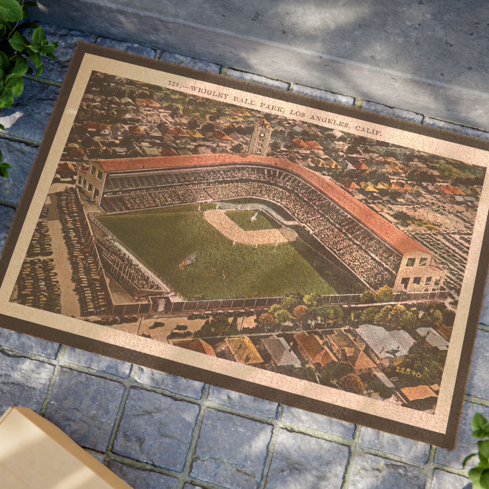Vintage Wrigley Field Los Angeles Postcard - Baseball - Doormat