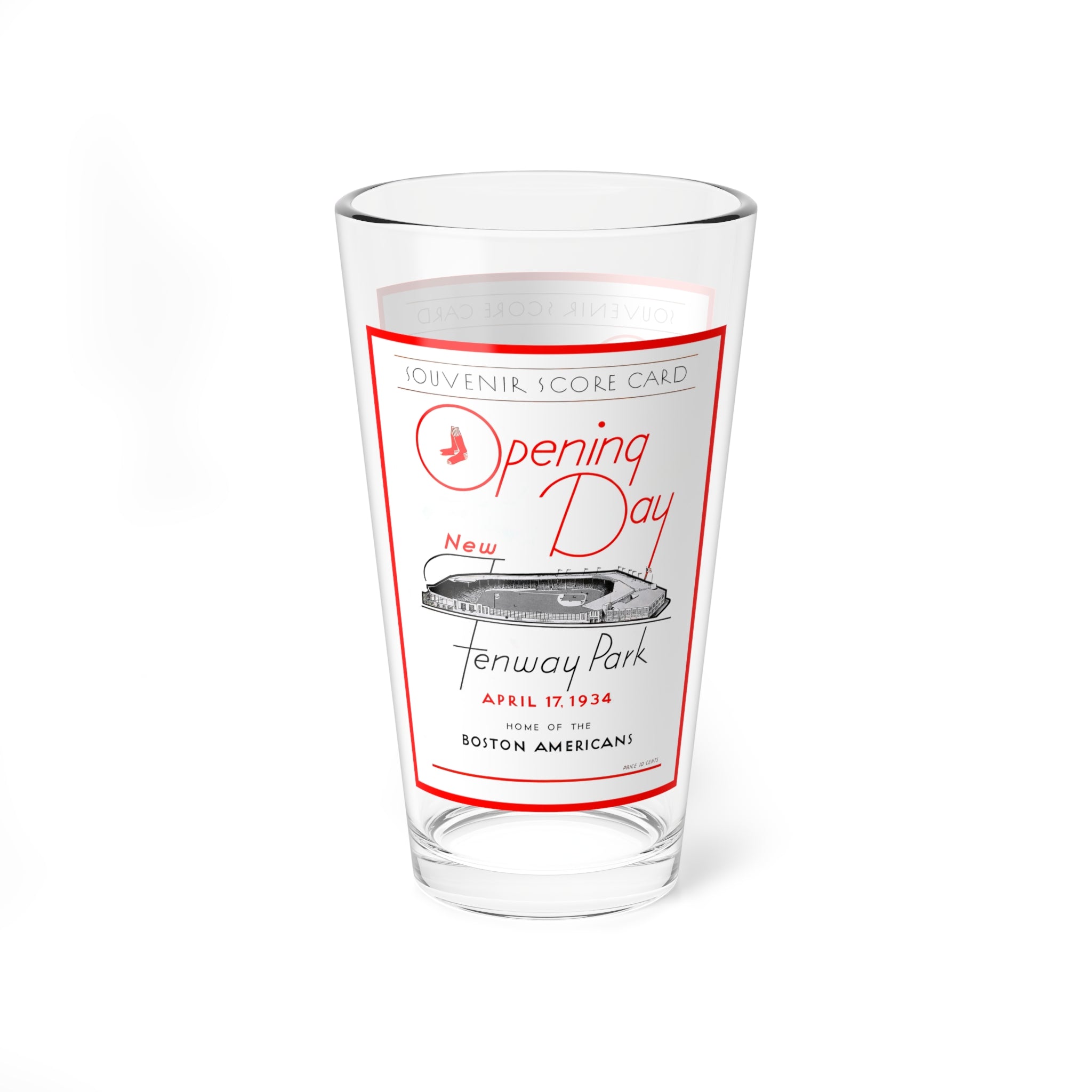 Mixing Glass, 16oz - 1934 Baseball Boston Red Sox, Boston Americans Opening Day, Gift for Baseball Fans, Sports Drinkware, Collectible