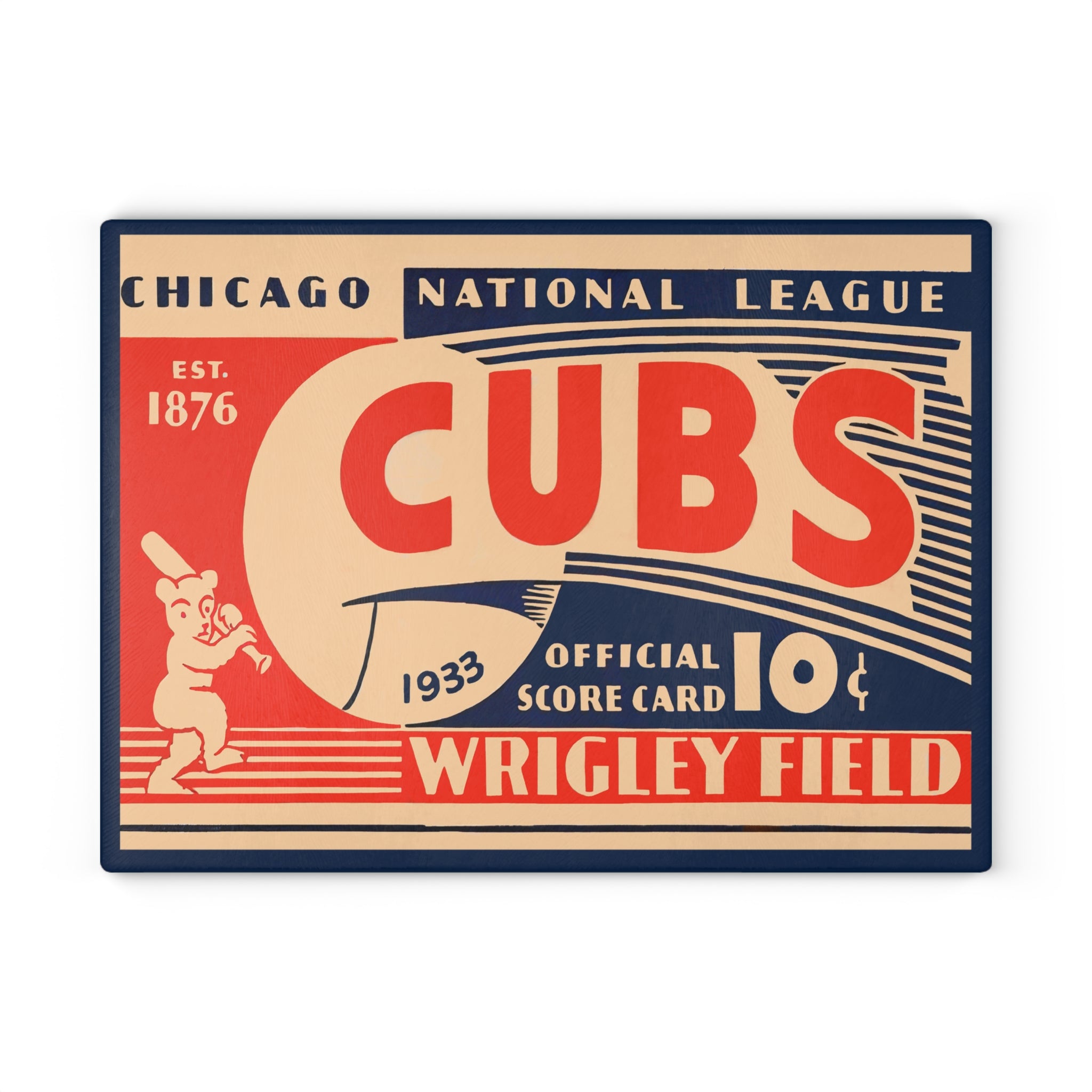 Vintage 1933 Cubs Baseball Glass Cutting Board - Perfect for Sports Fans, Kitchen Decor, Father's Day Gift, Baseball Memorabilia, Unique
