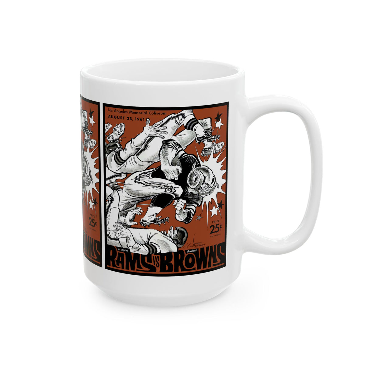 Vintage Football Poster Ceramic Mug — Rams vs Browns Retro Game Program Cover (11oz, 15oz)