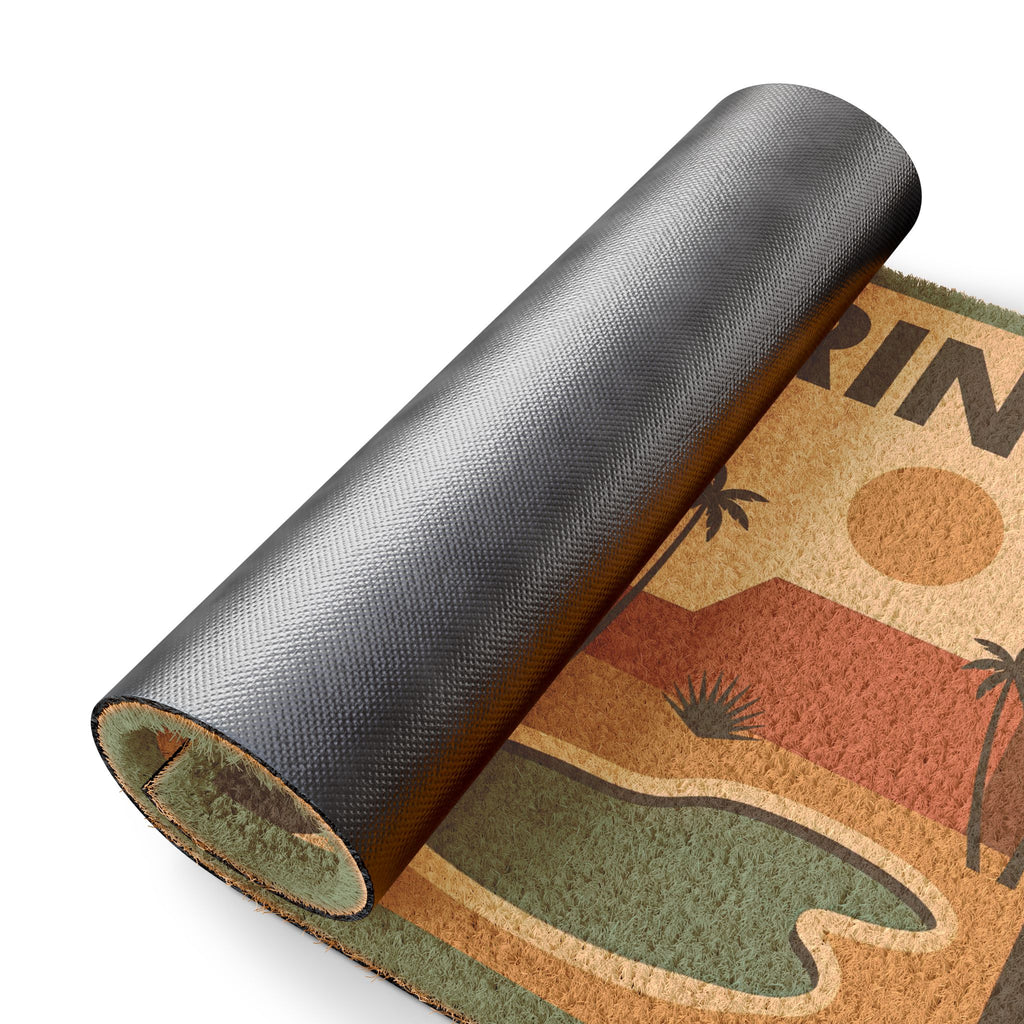 Palm Springs Mid-Century Modern Doormat | Retro Desert Palm Coir Entrance Mat