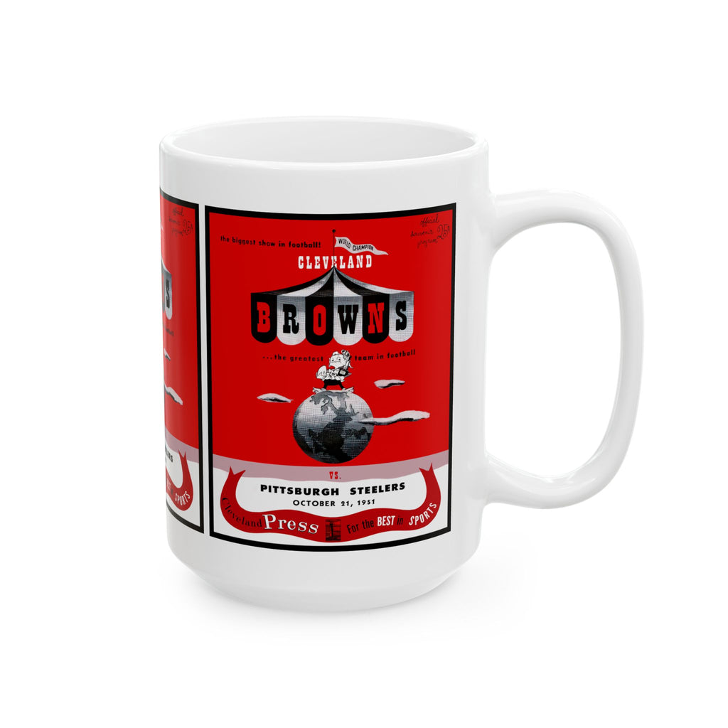 Vintage 1951 Football Browns-Steelers Program Ceramic Mug, Retro Sports Fan Gift, Football Memorabilia Cup, Football Collectible Merchandise