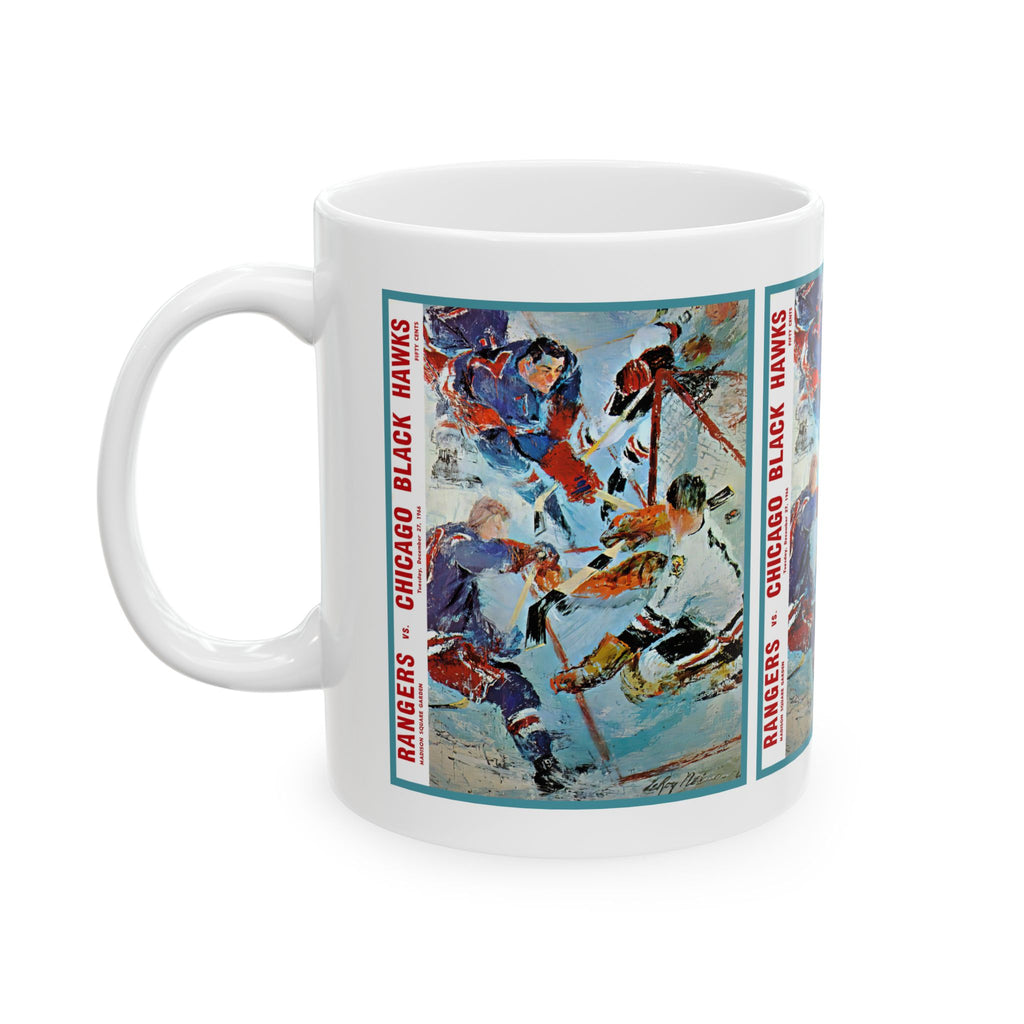 Vintage Hockey Ceramic Mug, 11oz, 15oz - 1966-1967 New York Rangers - Chicago Blackhawks Cup, Sports Fan Gift, Hockey Lover Present, Retro