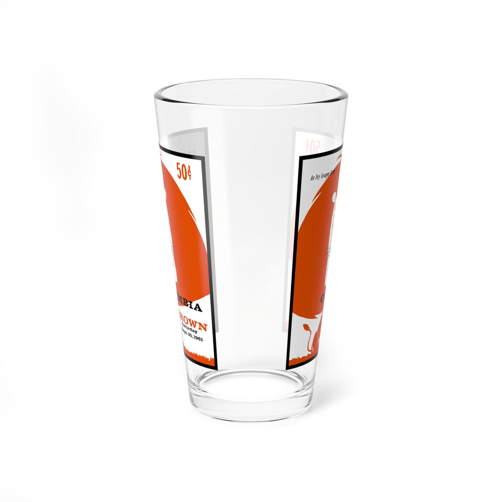 Mixing Glass, 16oz - 1961 Football Columbia-Brown. Unique Barware, Vintage Sports Fan Gift, Game Day Glassware, Retro Drinking Mug, Sports