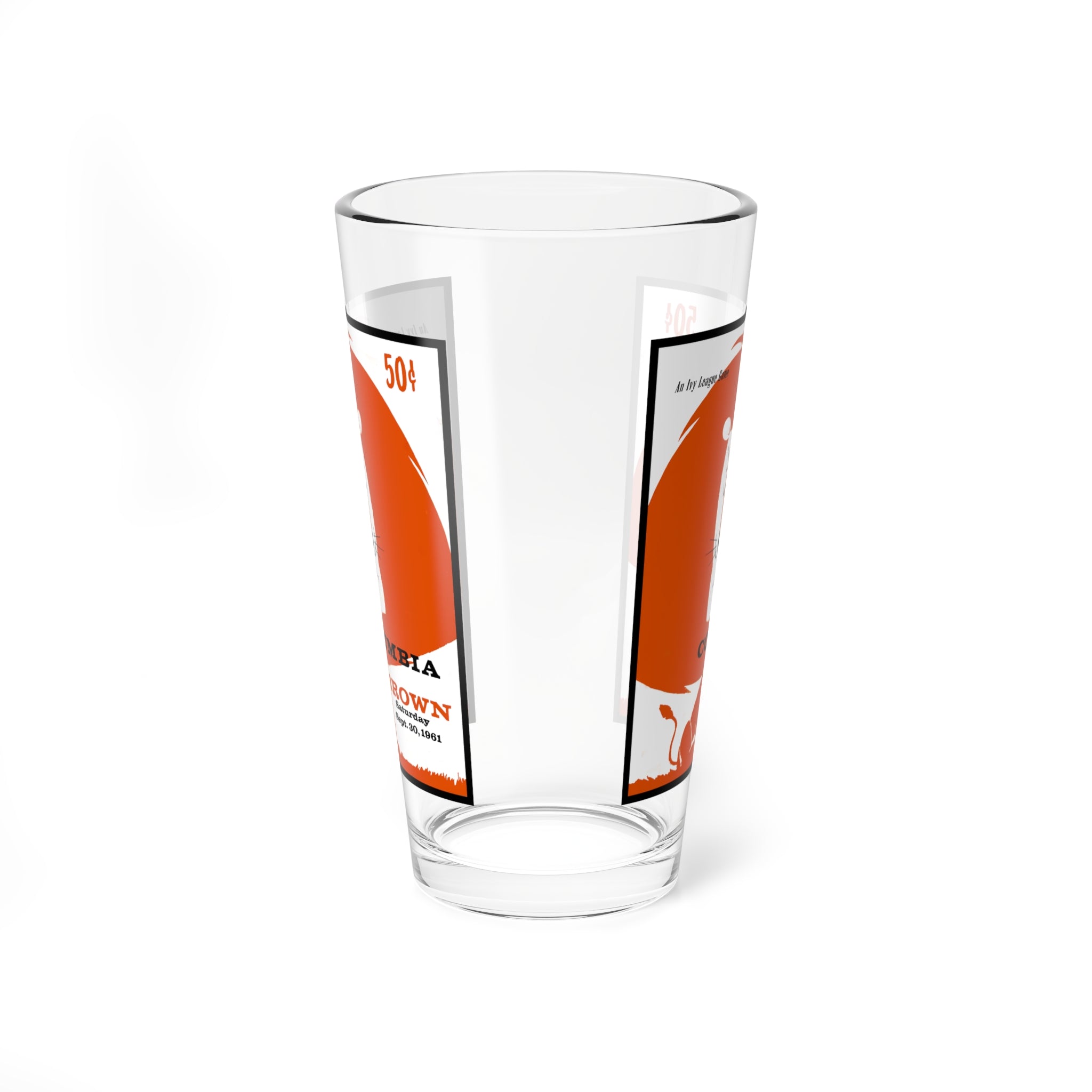 Mixing Glass, 16oz - 1961 Football Columbia-Brown. Unique Barware, Vintage Sports Fan Gift, Game Day Glassware, Retro Drinking Mug, Sports