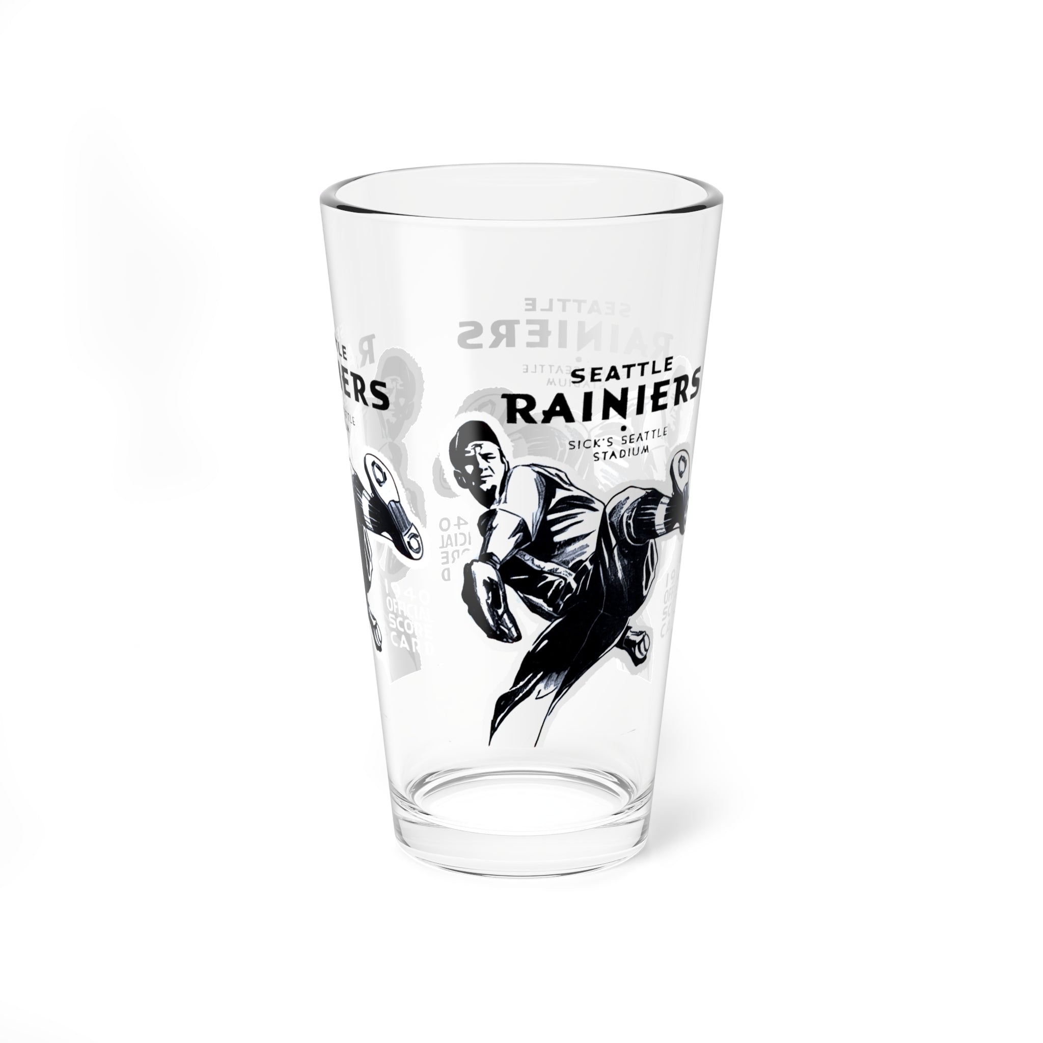 1950 Seattle Rainiers Baseball Scorebook Cover -  Pint Glass, 16oz