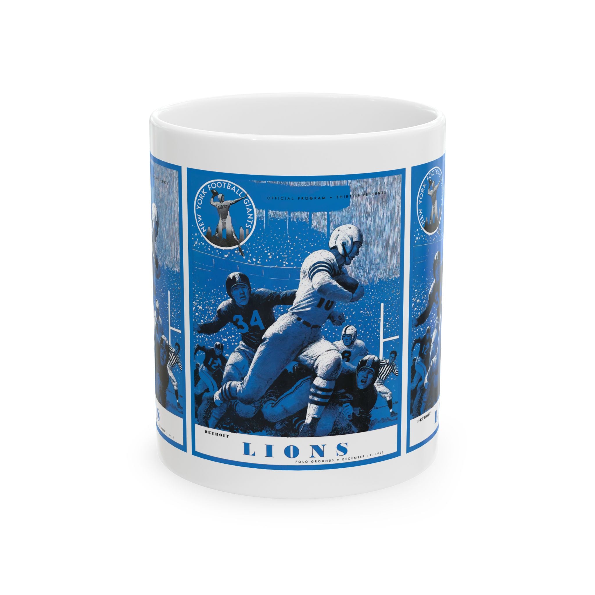 Football Ceramic Mug, Vintage 1953 New York Giants vs Detroit Lions, Sports Fan Gift, Game Day Cup, Tailgating Drinkware, NFL Memorabilia