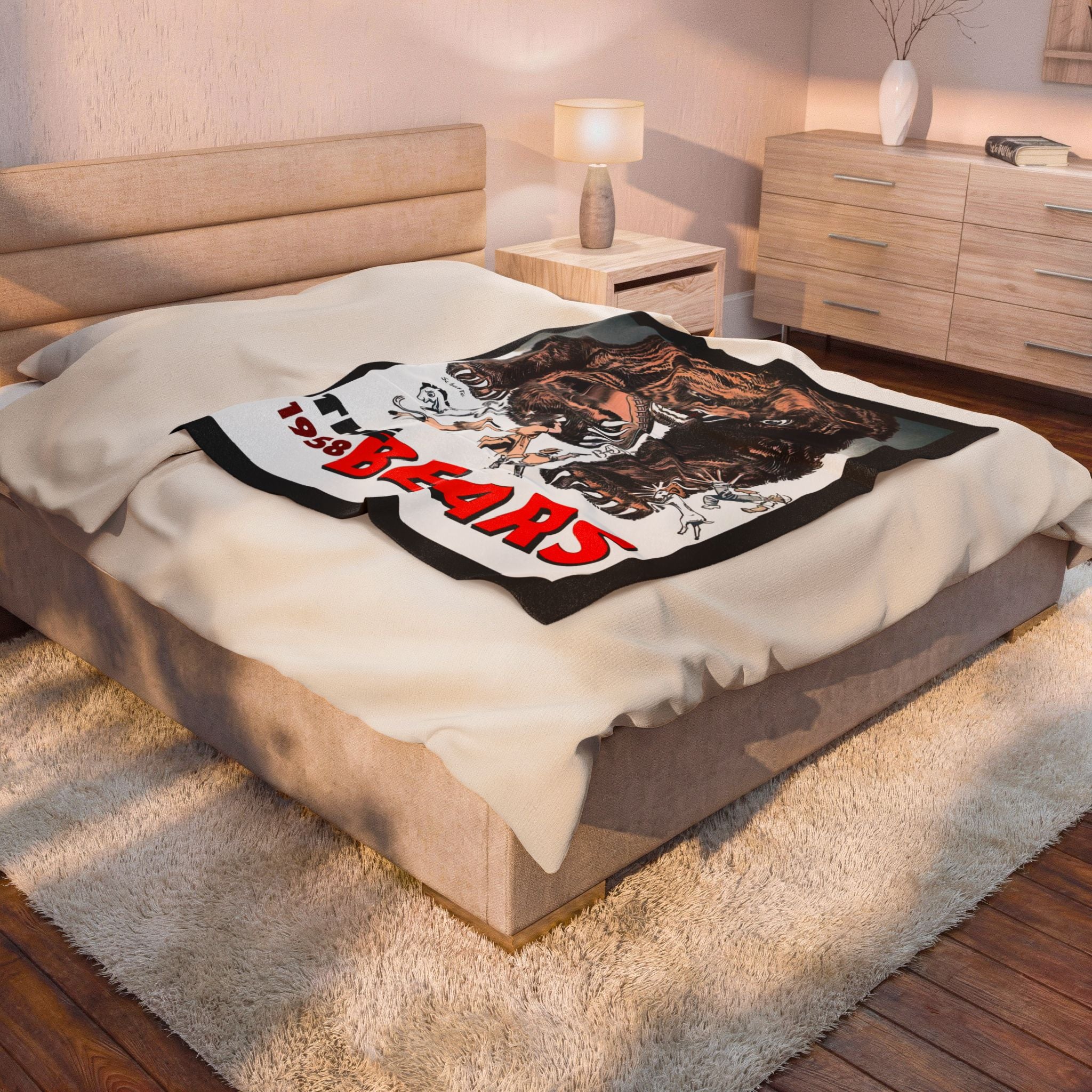 Velveteen Plush Blanket - 1958 Football Chicago Bears Yearbook, Throw Blanket, Bedding, Home Decor, Sports Fan Gift, Cozy Blanket
