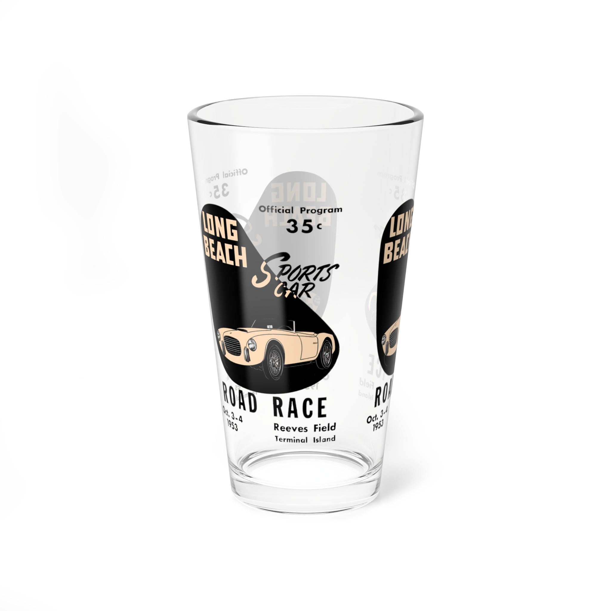 1953 Long Beach Sports Car Road Race Program Cover -  Pint Glass, 16oz
