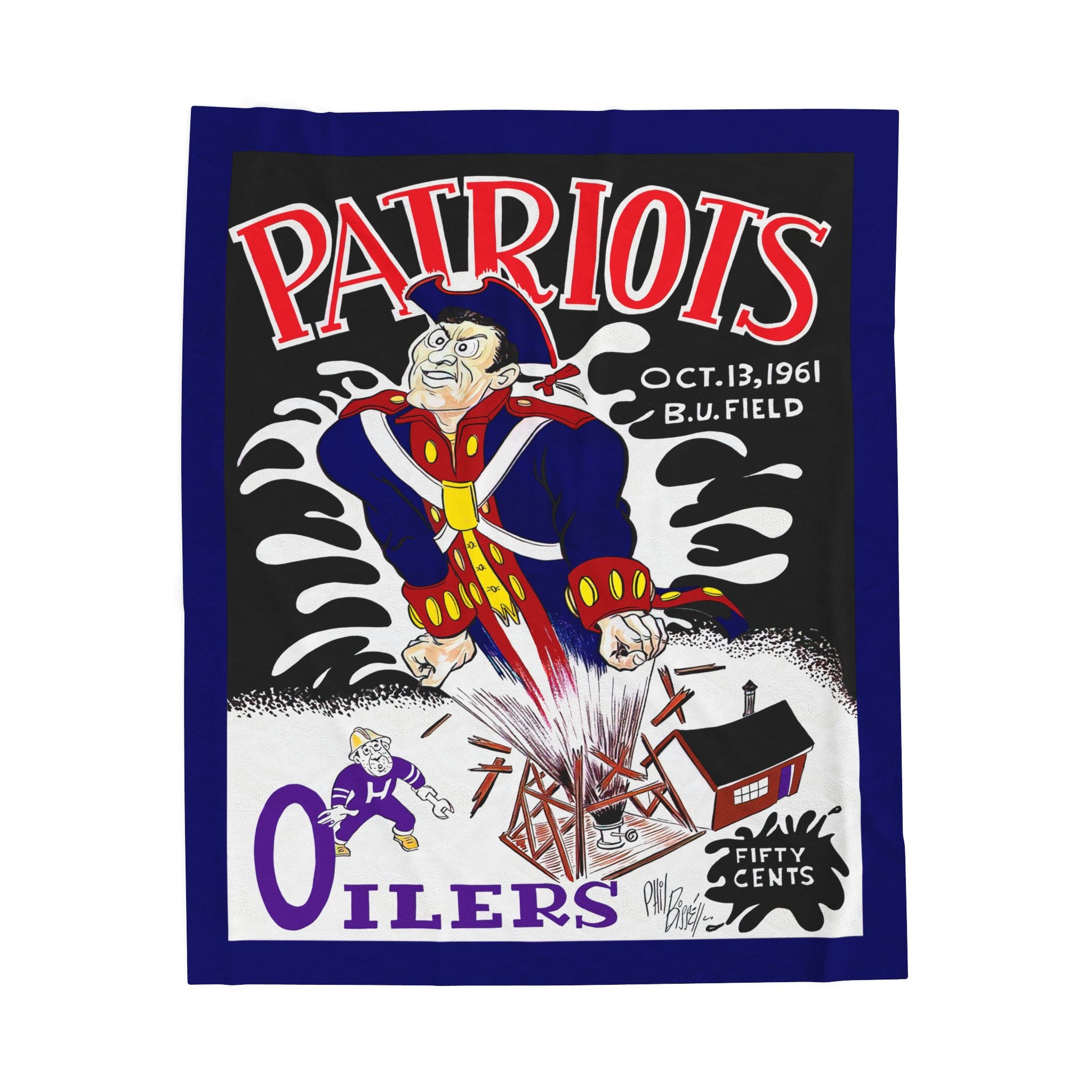 Vintage Boston Patriots-Houston Oilers Football Program Cover Velveteen Plush Blanket - Retro Sports, Football  Fan Gift, Football Game Day