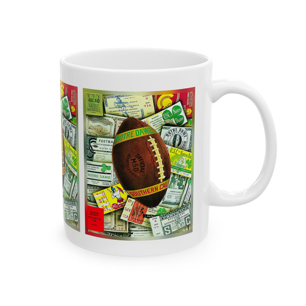 1966 Vintage USC Trojans - Notre Dame Fighting Irish Football Program Cover - Ceramic Mug, 11oz