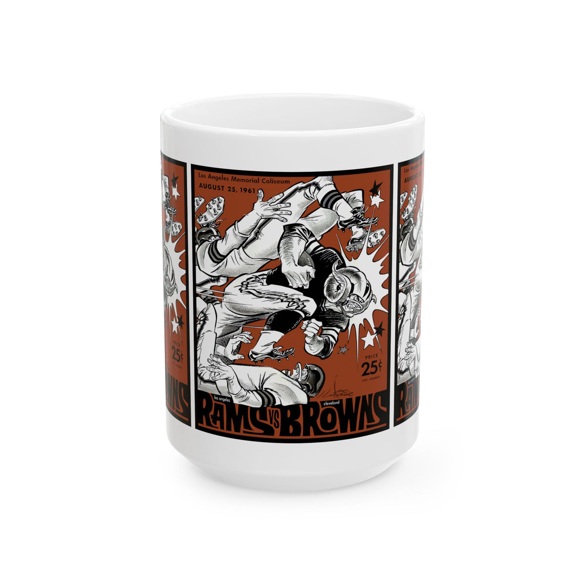 Vintage Football Poster Ceramic Mug — Rams vs Browns Retro Game Program Cover (11oz, 15oz)