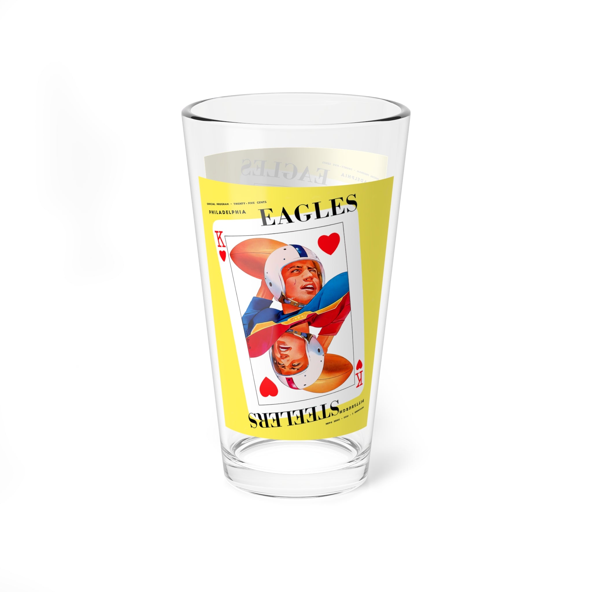 Vintage Football 16oz Mixing Glass - 1950 Philadelphia Eagles Pittsburgh Steelers Fan Gift, Retro Sports Barware