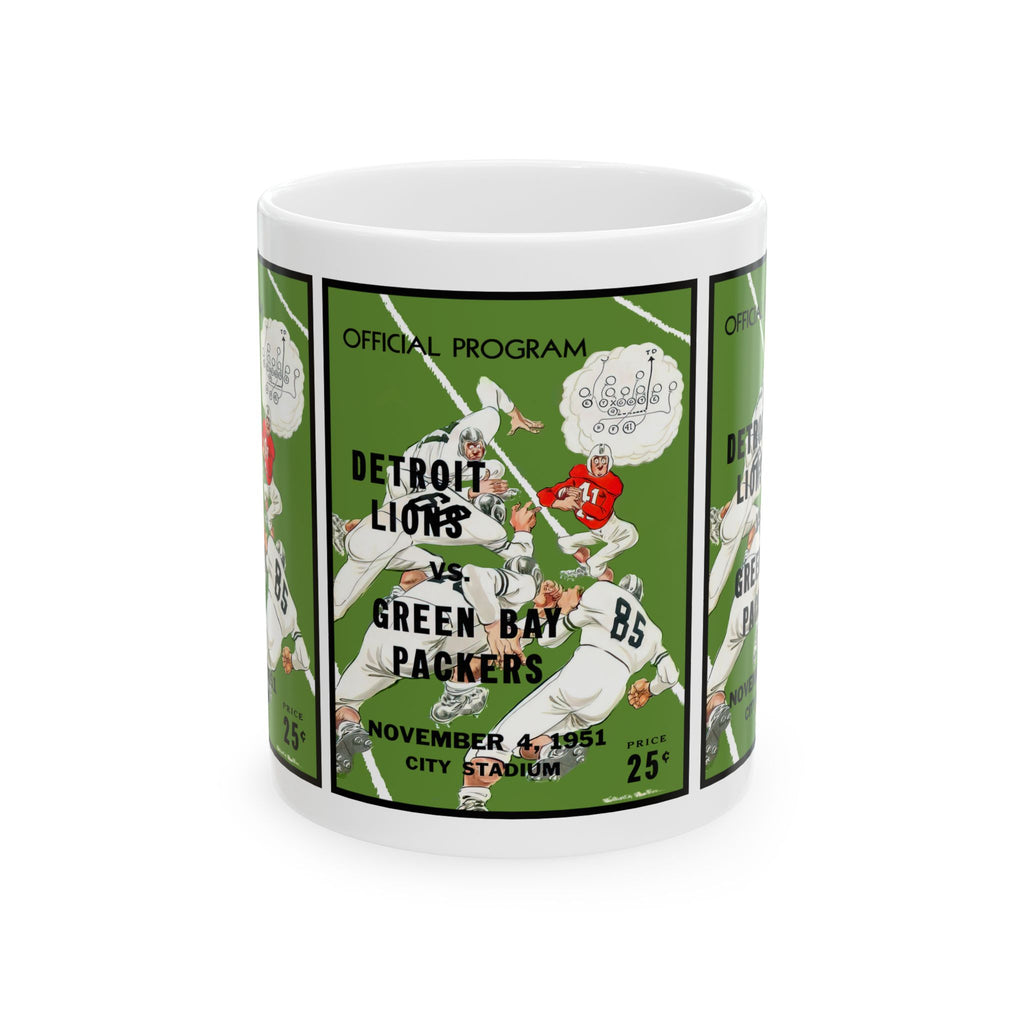 Football Ceramic Mug, 1951 Detroit Lions Green Bay Packers, Sports Fan Gift, Coffee Cup, Tea Mug, Drinkware, Football Memorabilia, Gift for