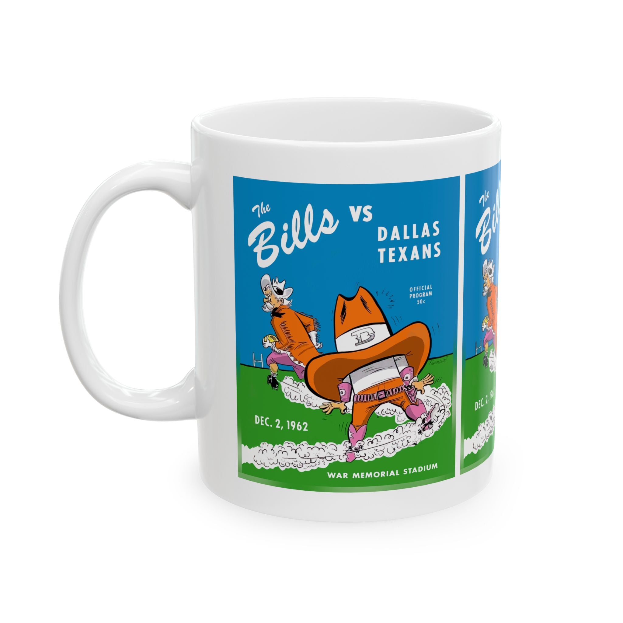 1962 Vintage Dallas Texans - Buffalo Bills Football Program Cover - Ceramic Mug, (11oz, 15oz)