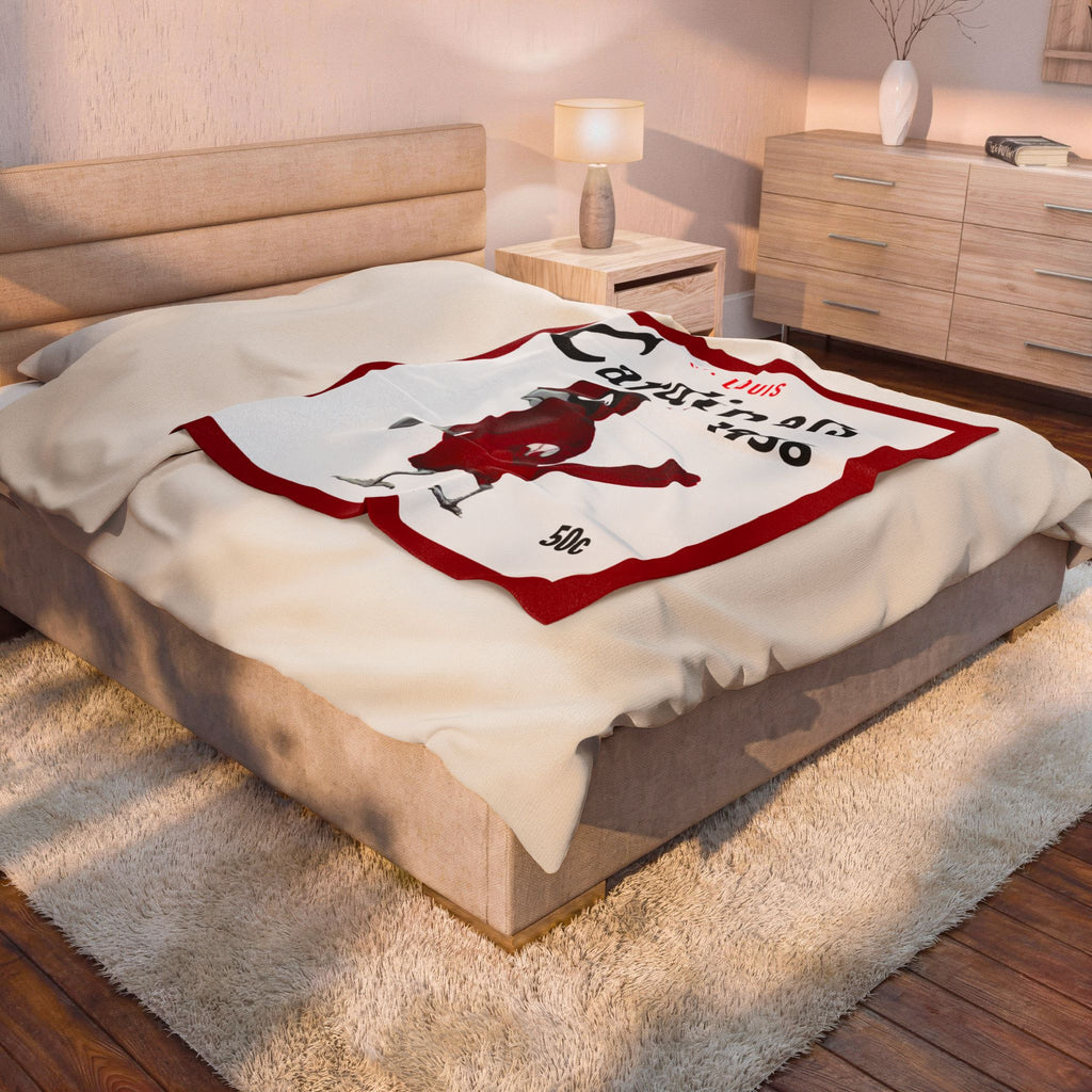 Velveteen Plush Blanket, 1956 Cardinals Baseball Yearbook Design, Cardinals Blanket, Baseball Blanket, Sports Blanket, Gift for Baseball