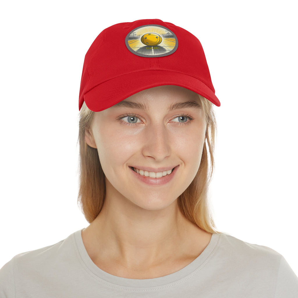 Pickleball - Dad Hat with Leather Patch (Round)