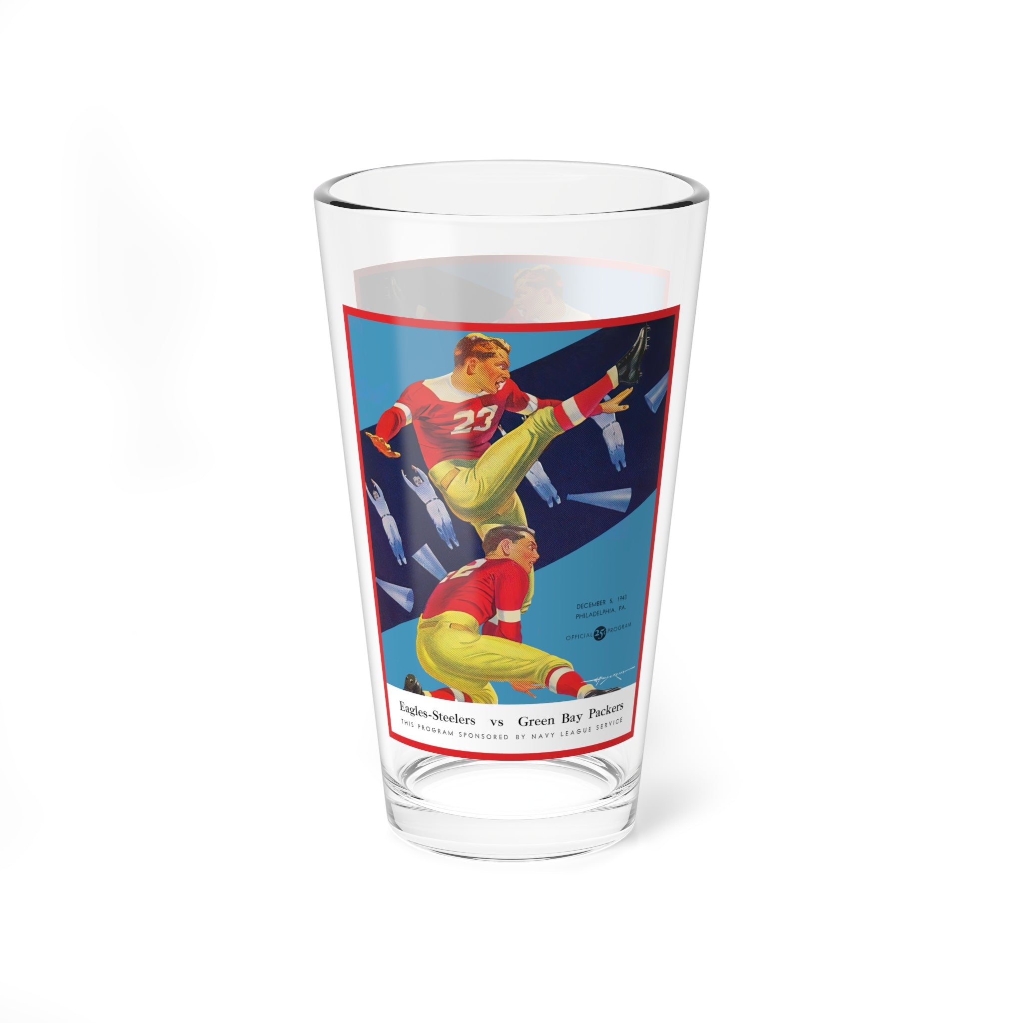1943 Football Eagles-Steelers(Steegles) vs Green Bay Mixing Glass — 16oz