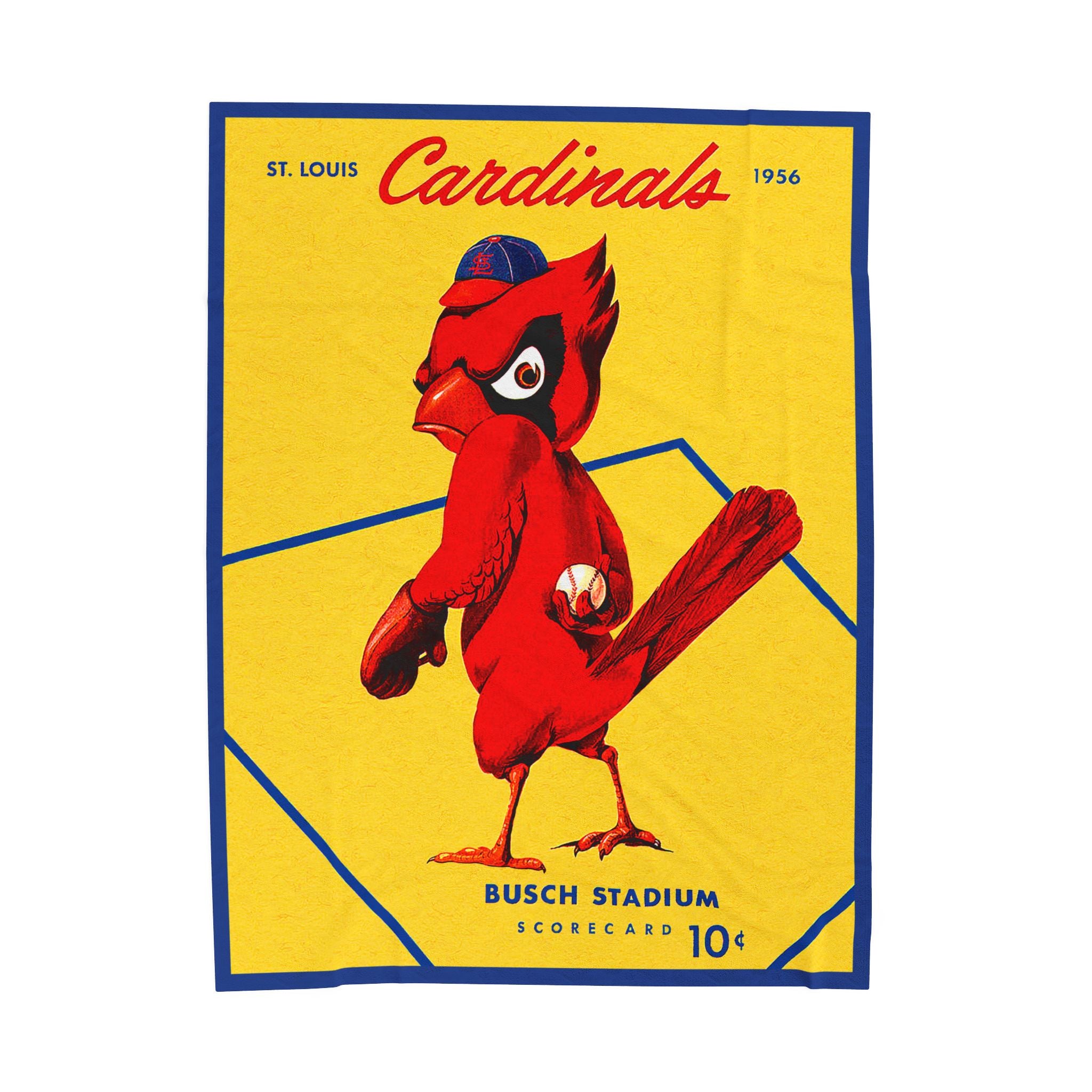 Velveteen Plush Blanket, Vintage Cardinals Baseball Program Design - Cozy Throw, Home Decor, Gift for Sports Fans, Game Day Blanket,