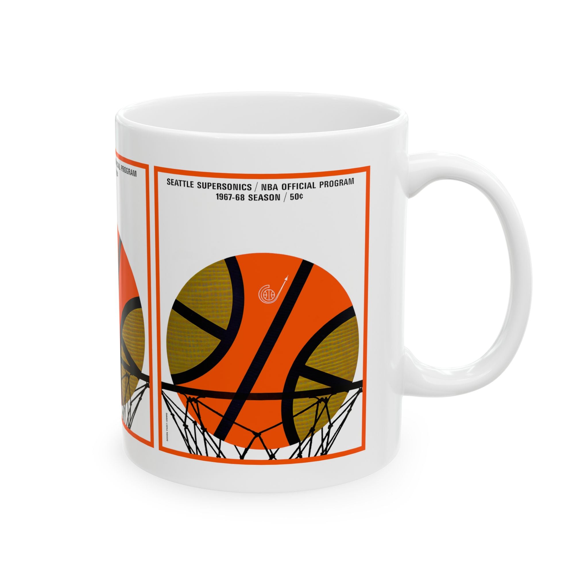 Basketball Seattle SuperSonics Ceramic Mug, Sports Fan Drinkware, Retro 60s Hoops Team Cup, 11oz 15oz Sizes, Vintage Basketball Gift