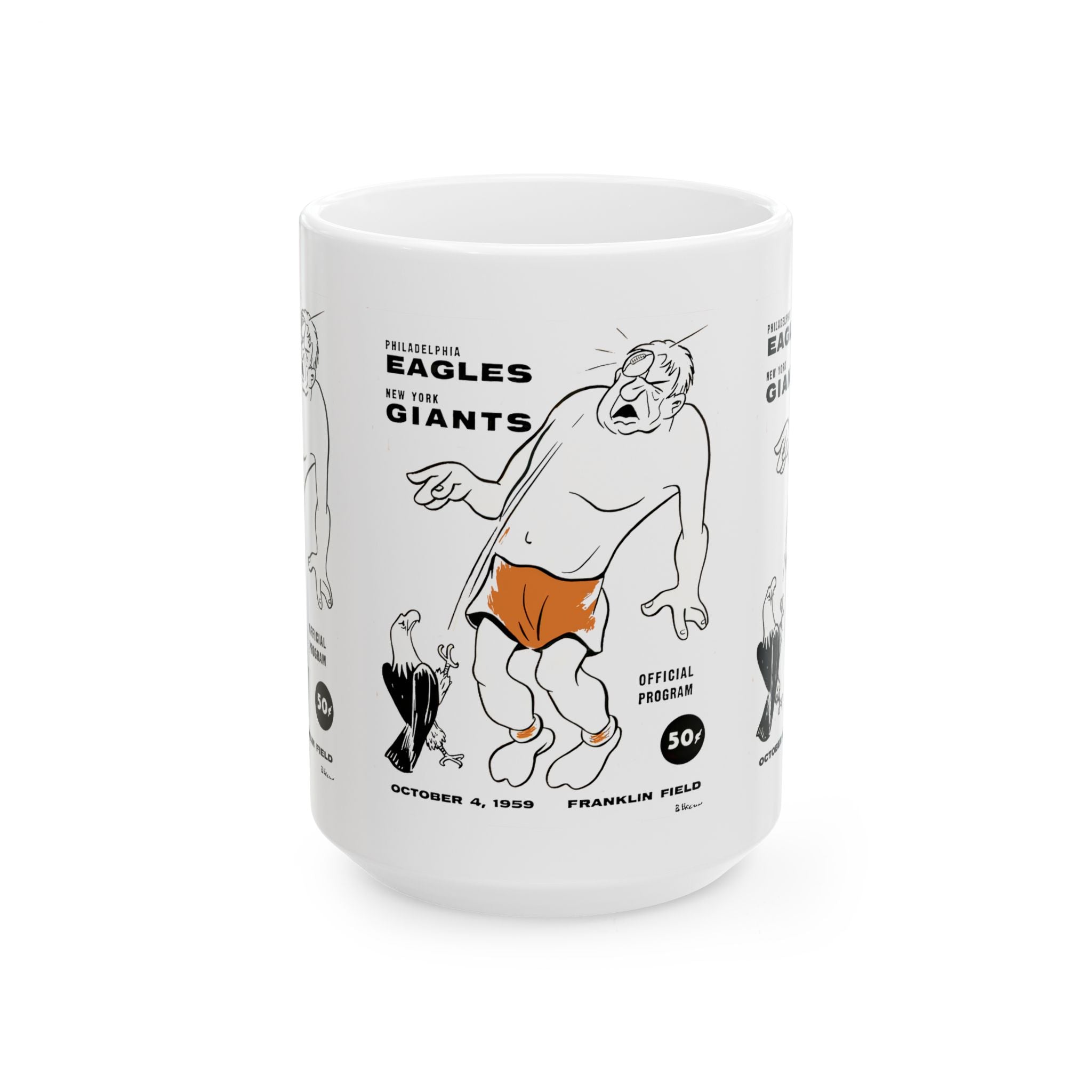 1959 Football Giants Eagles Mug | Vintage Football Ceramic Coffee Cup, 11oz and 15oz