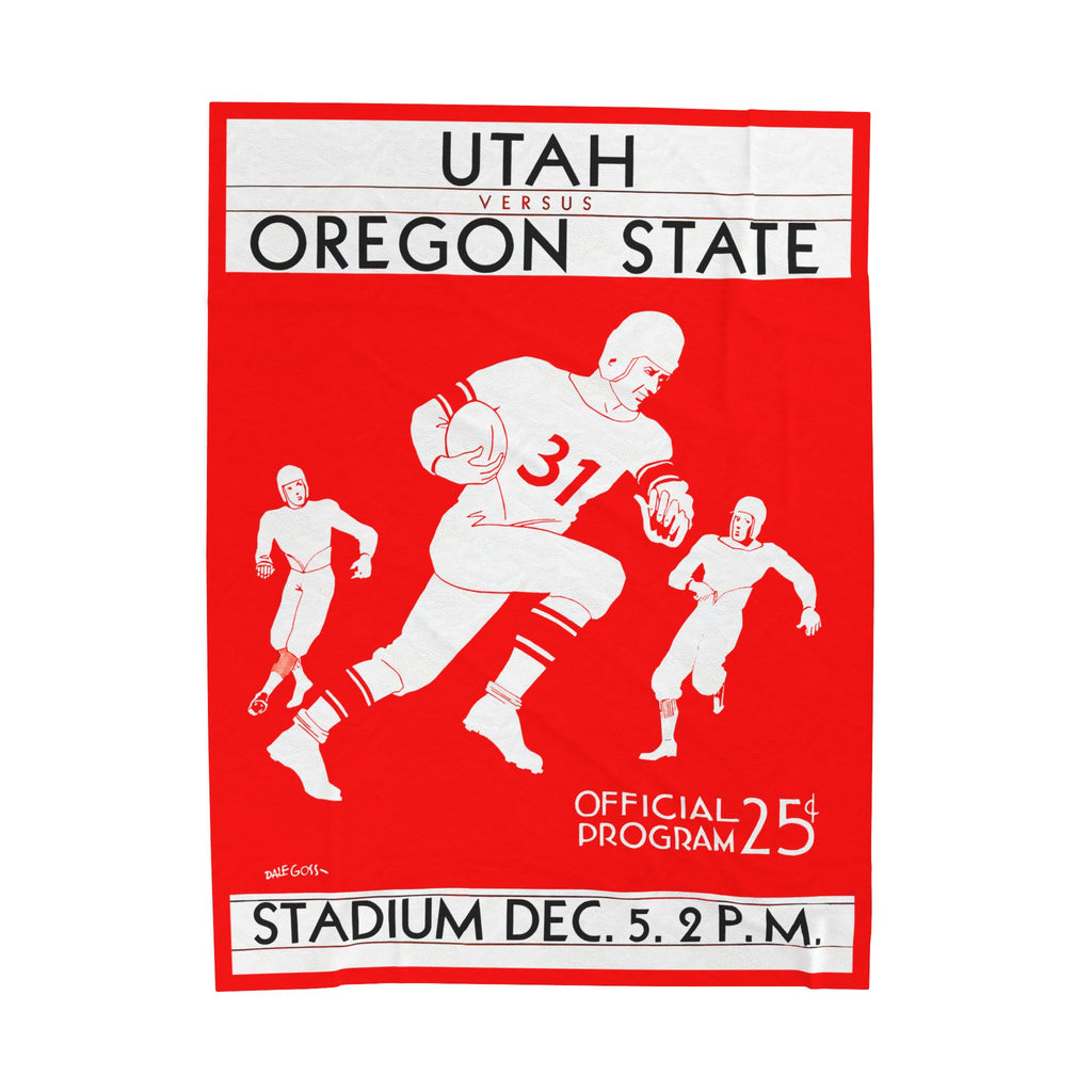 Velveteen Plush Blanket - 1931 Utah Oregon State Football Program, Cozy Blanket, Gift for Sports Fans, Home Decor, Game Day Throw, Unique