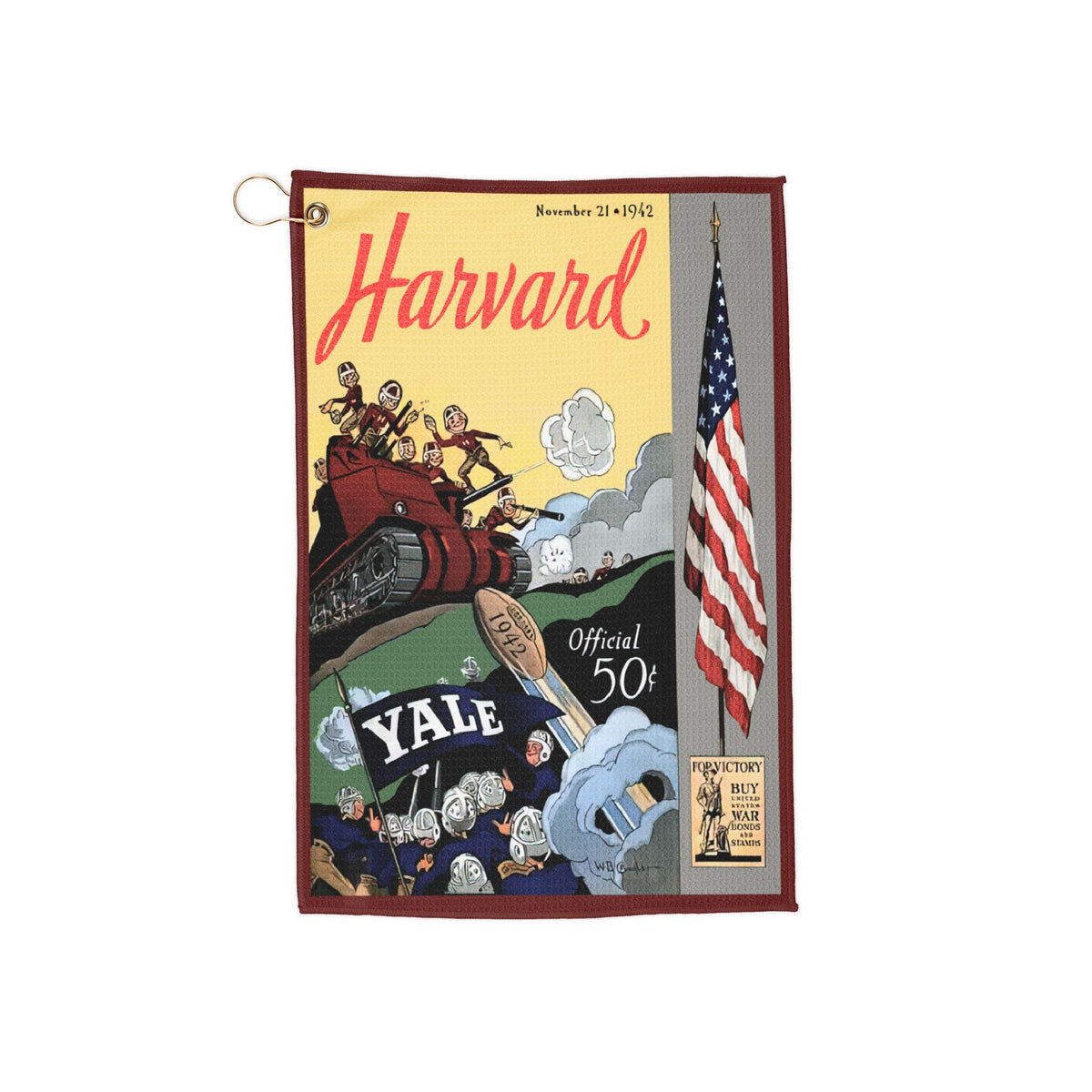 1942 Harvard Yale Vintage Football  Rivalry Golf Towel — Retro College Football