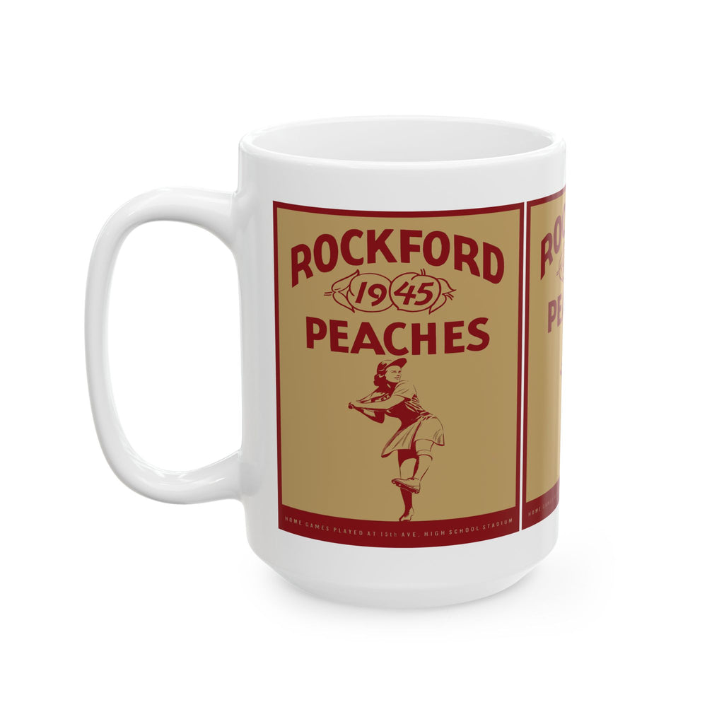 1945 Vintage Rockford Peaches Baseball Yearbook Cover - Ceramic Mug, 11oz, 15oz