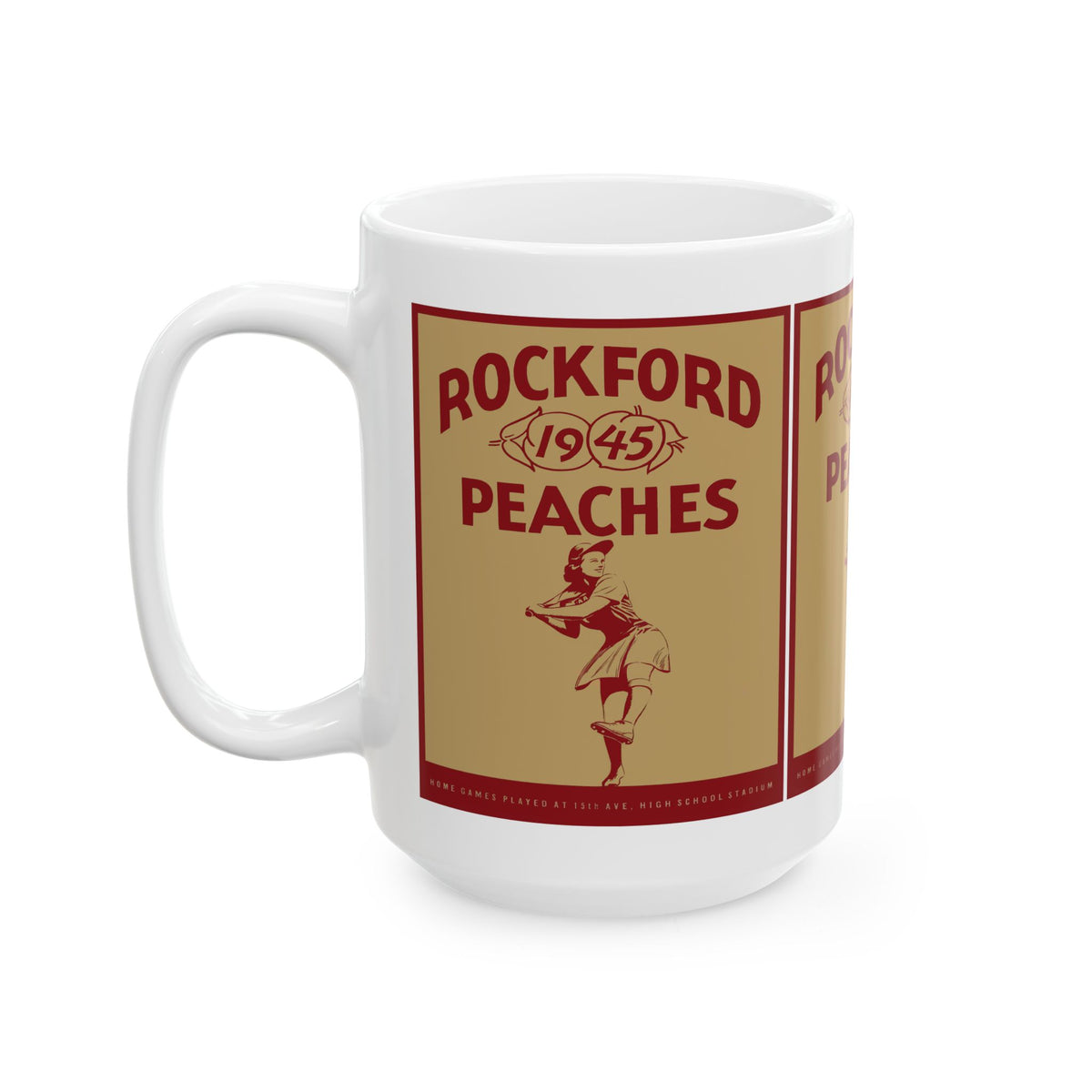 1945 Vintage Rockford Peaches Baseball Yearbook Cover - Ceramic Mug, 11oz, 15oz