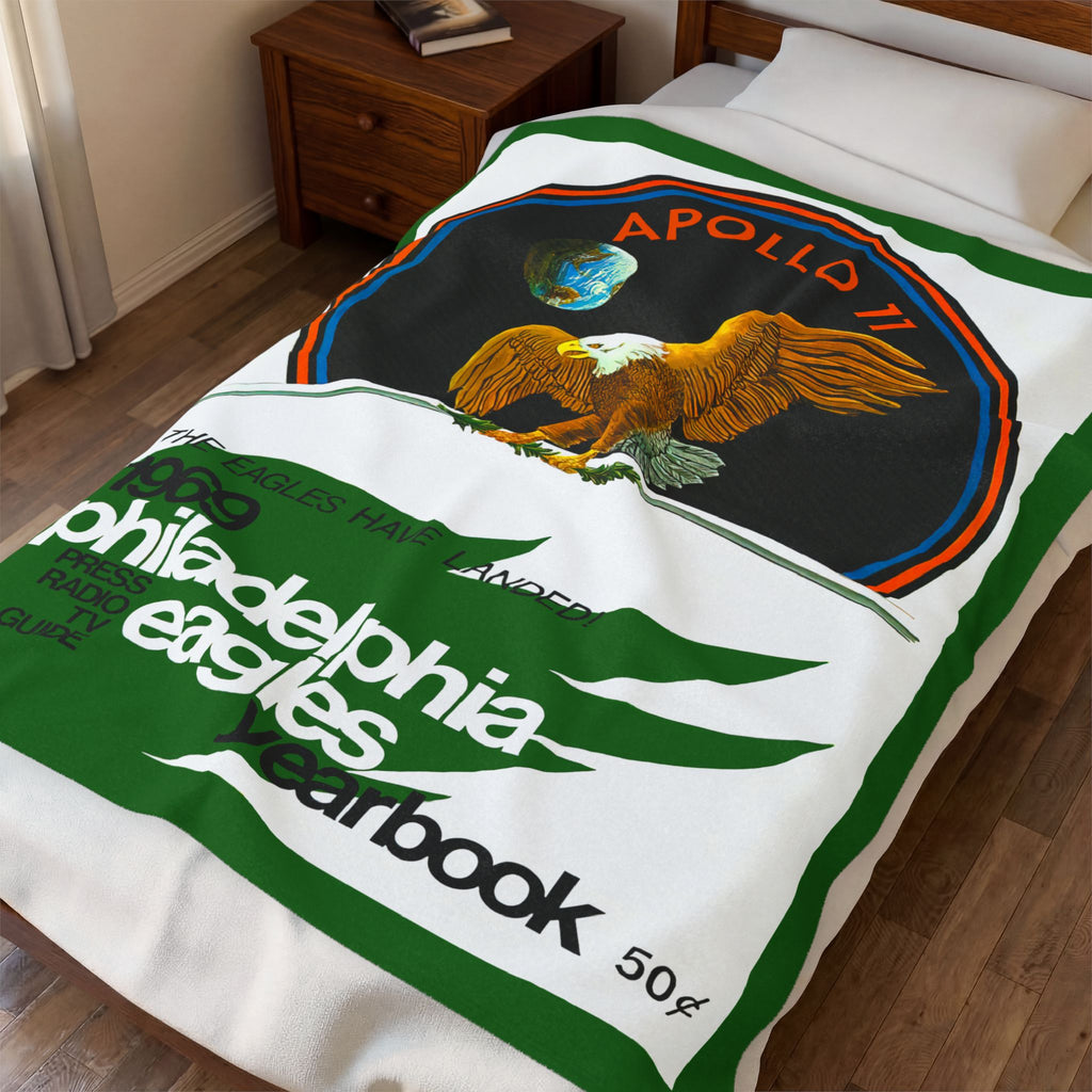 Velveteen Plush Blanket, Eagles Football Philadelphia Throw, Super Soft Bedspread, Sports Fan Gift, Home Decor Accent