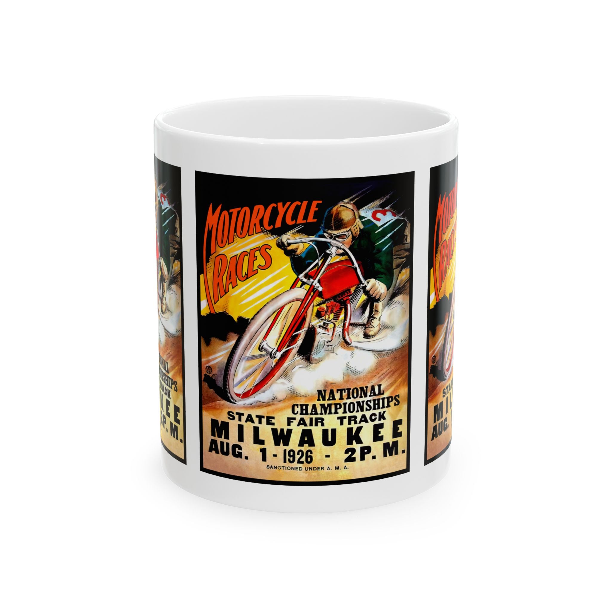 1926 Vintage Motorcycle Racing Program Cover - National Championship - Ceramic Mug, 11oz