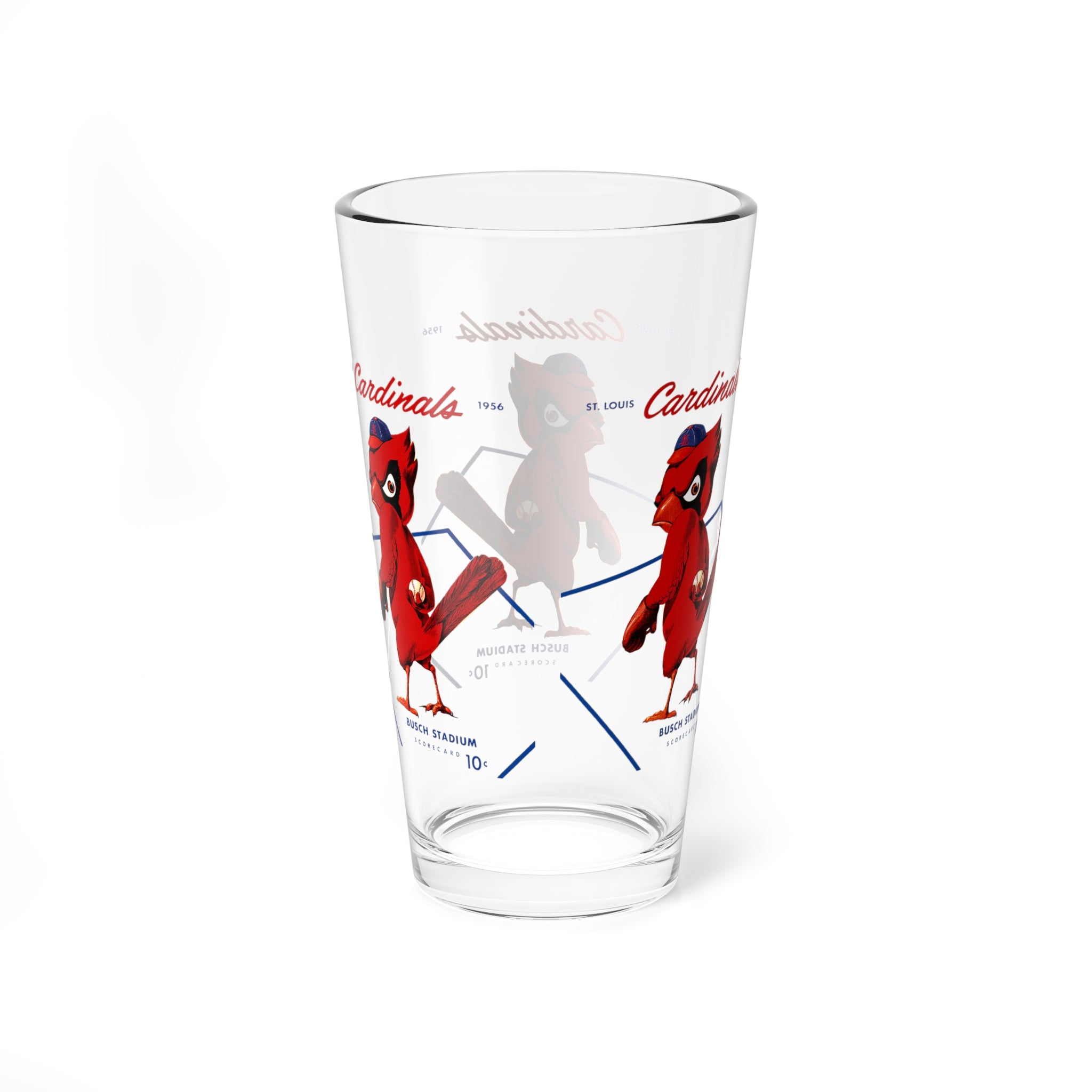 1956 Vintage Cardinals Scorecard Cover  -  Pint Glass, 16oz